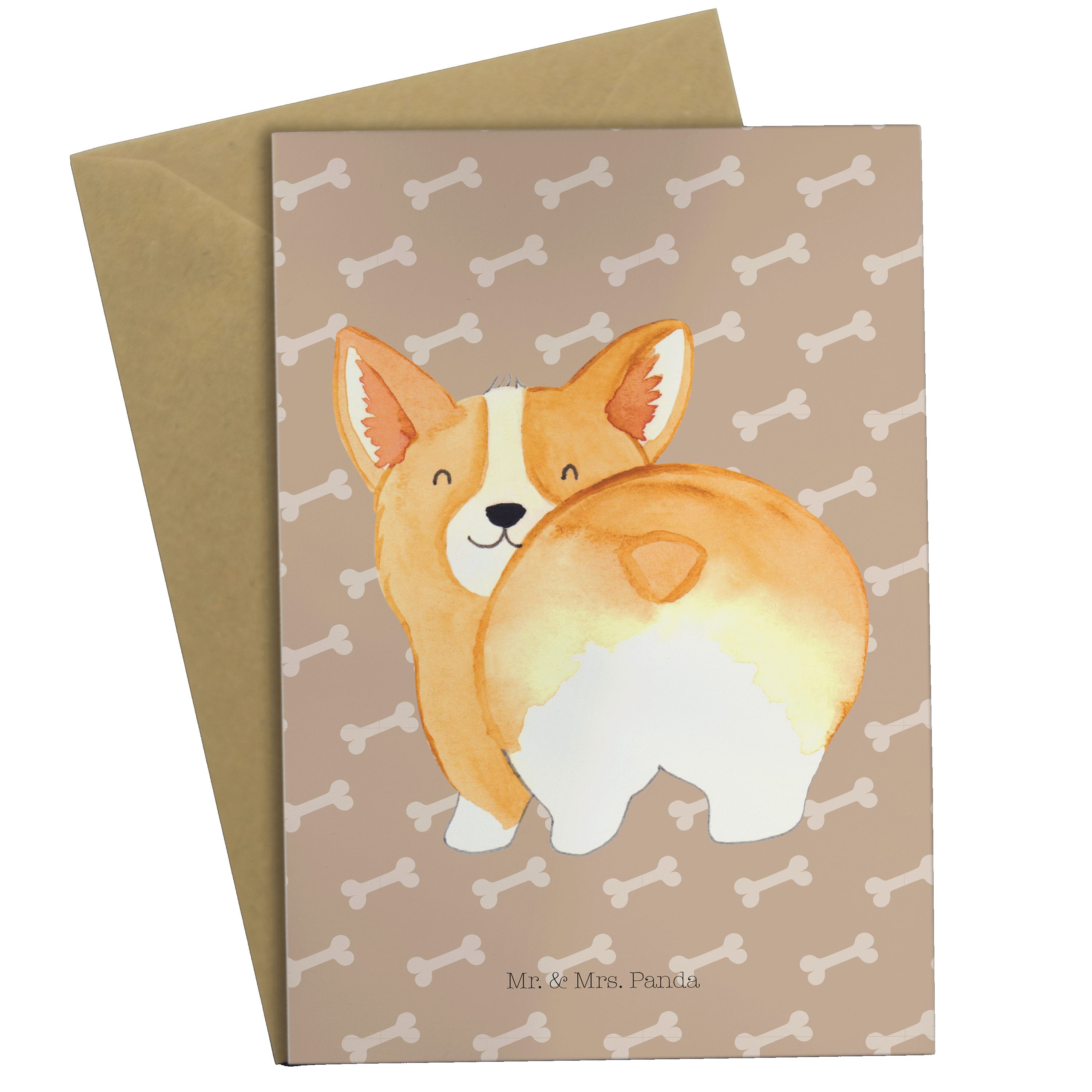 Mr. & Mrs. Panda Grußkarte Corgie Po - Hundeglück - Geschenk, Klappkarte, Hochzeitskarte, Hausti | Grußkarten