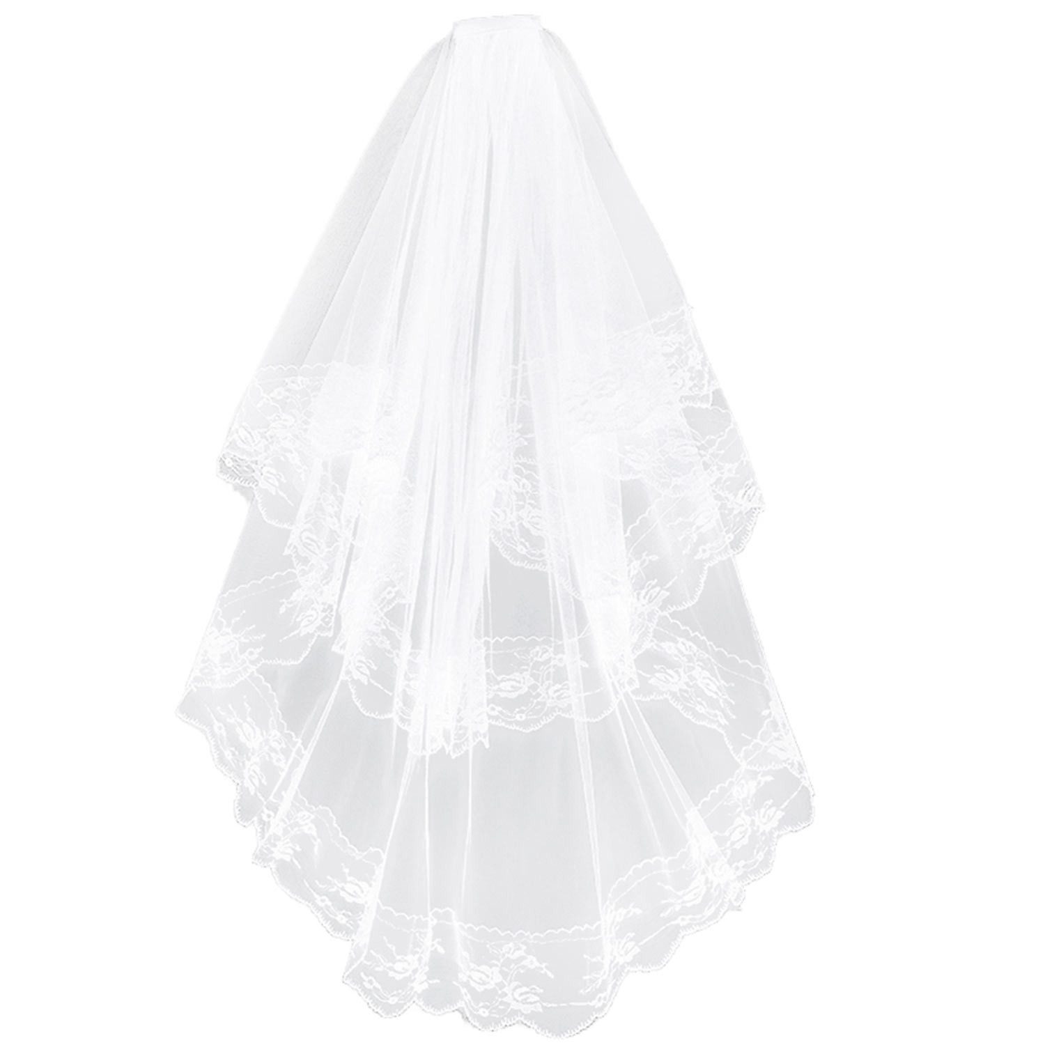 Refttenw Kostüm Halloween Kostüm Brautschleier Spitze Braut Hochzeitsschleier