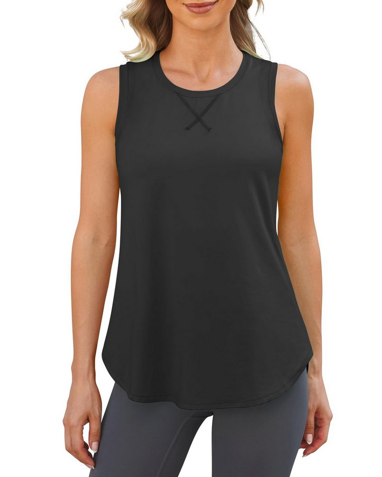 G4Free Weste & Top Damen Racerback Workout Tanktops sportliche lange Tanks Schnelltrocknend ärmellose Laufshirts Leichte Hoher Halsausschnitt