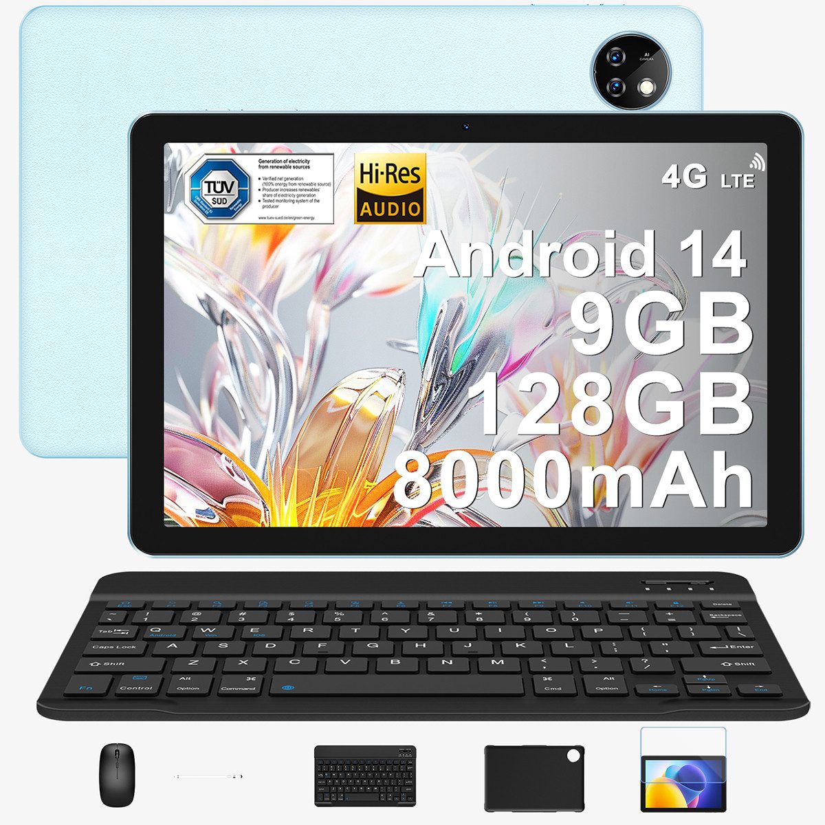 DOOGEE T10W-A 10,1 Zoll, 9GB RAM +128GB ROM (1TB TF),8000mAh,4G LTE Tablet (10,1", 128 GB, 4G, mit Tastatur und Stift, Maus und Hülle,Dual SIM/OTG/GPS/Widevine L1)