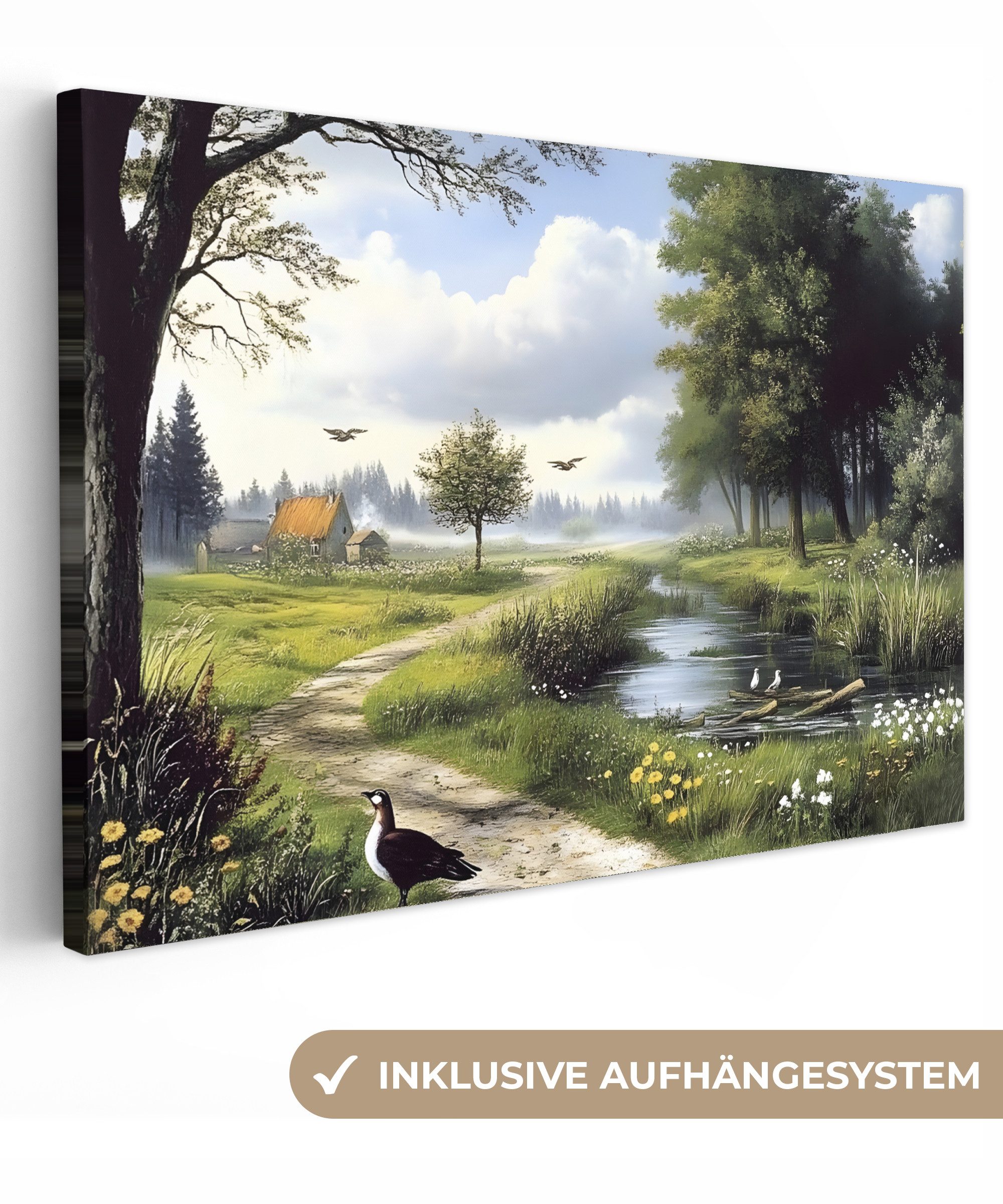 OneMillionCanvasses® Leinwandbild Sandiger Weg - Grüne günstig online kaufen