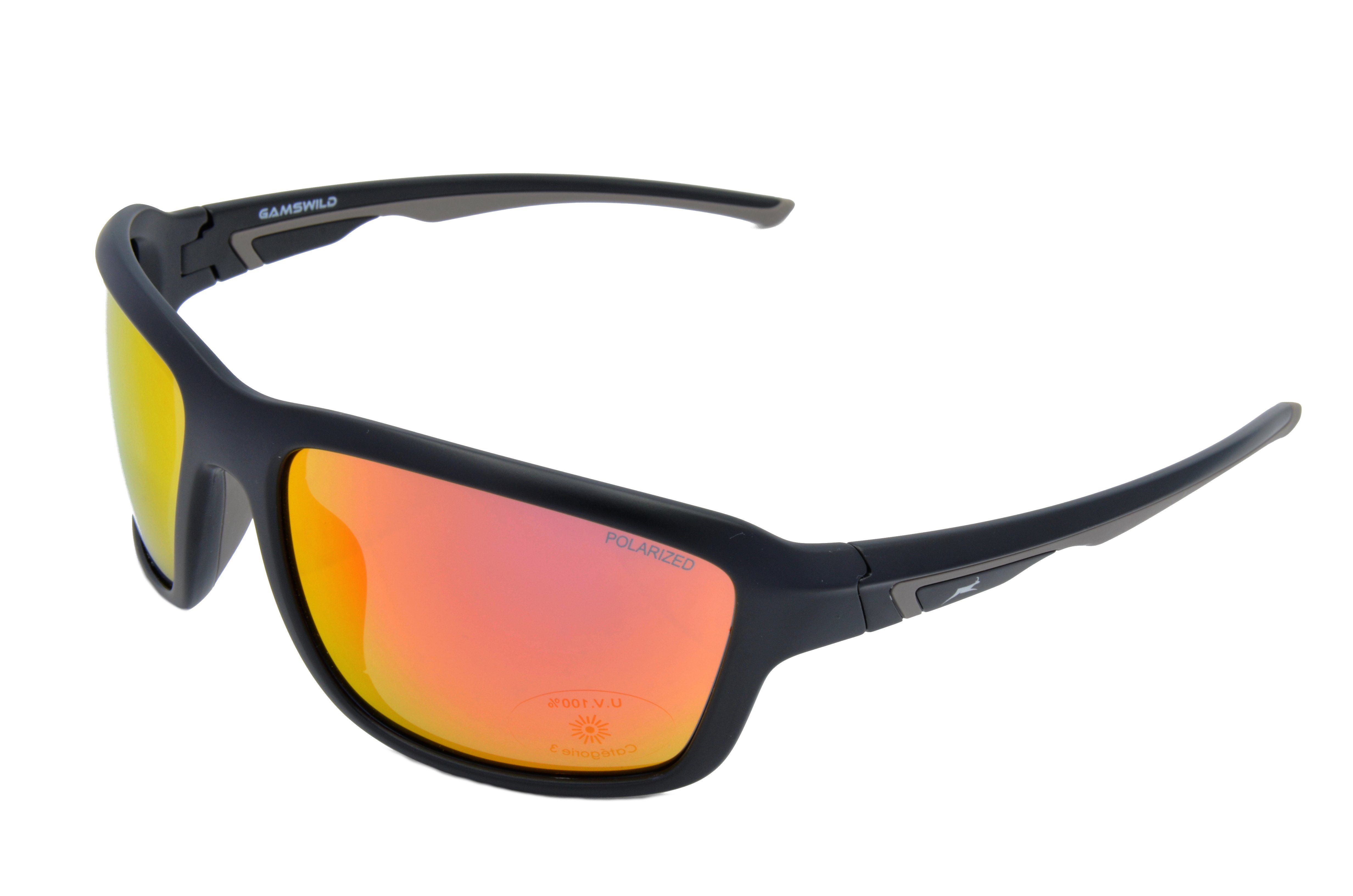 Gamswild Sportbrille WS7536 Sonnenbrille Skibrille Fahrradbrille Damen Herren Unisex, polarisiert & TR90 pink-orange