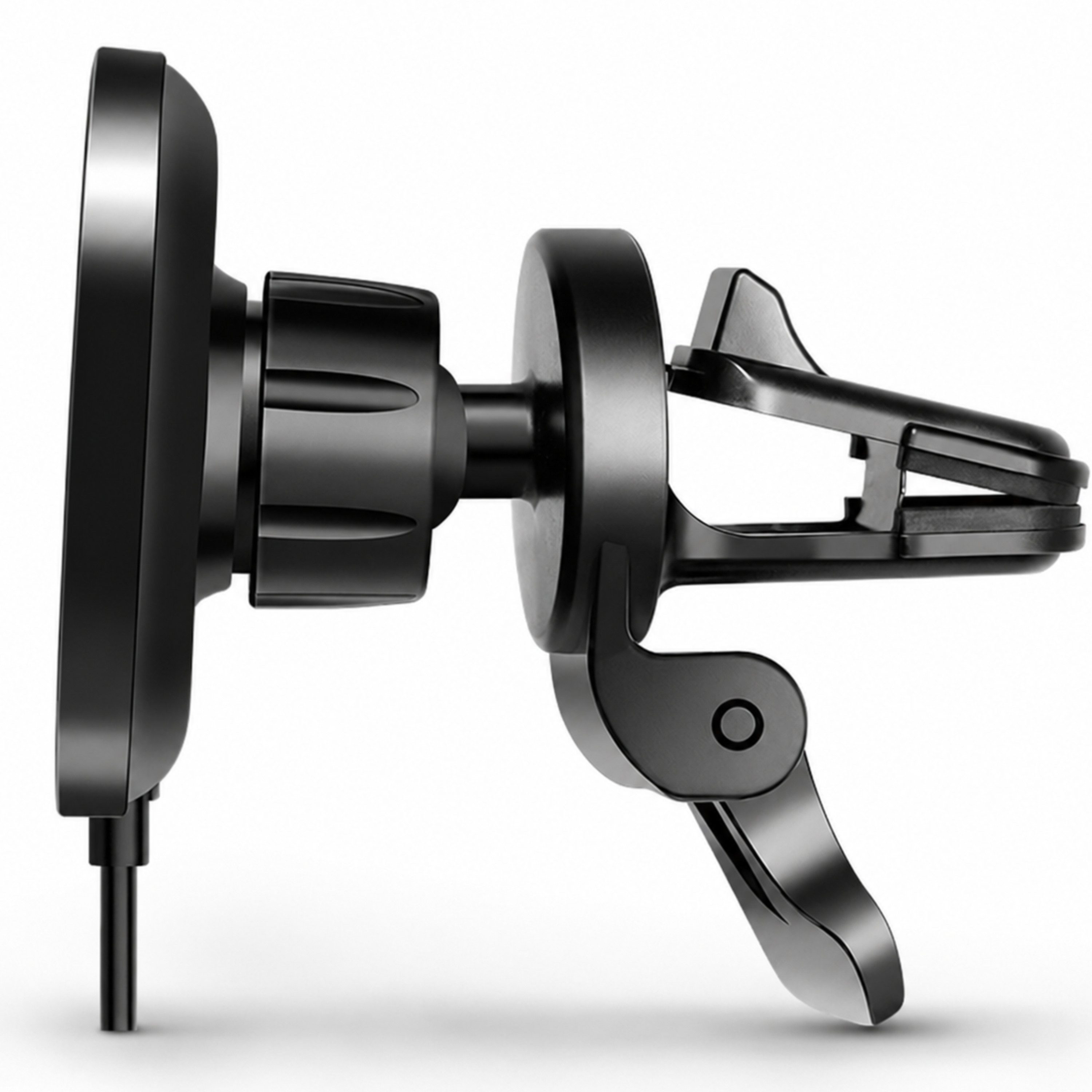 StellarLuma Handy-Halterung Handyhalterung Auto für MagSafe & Qi Ladegerät Lüftung 15W Wireless, (bis 7 Zoll, passend für iPhone, Samsung, Google, LG, HTC und weitere Qi-Geräte, Kompakte Lüftungshalterung mit Wireless-Charging für Qi und MagSafe)
