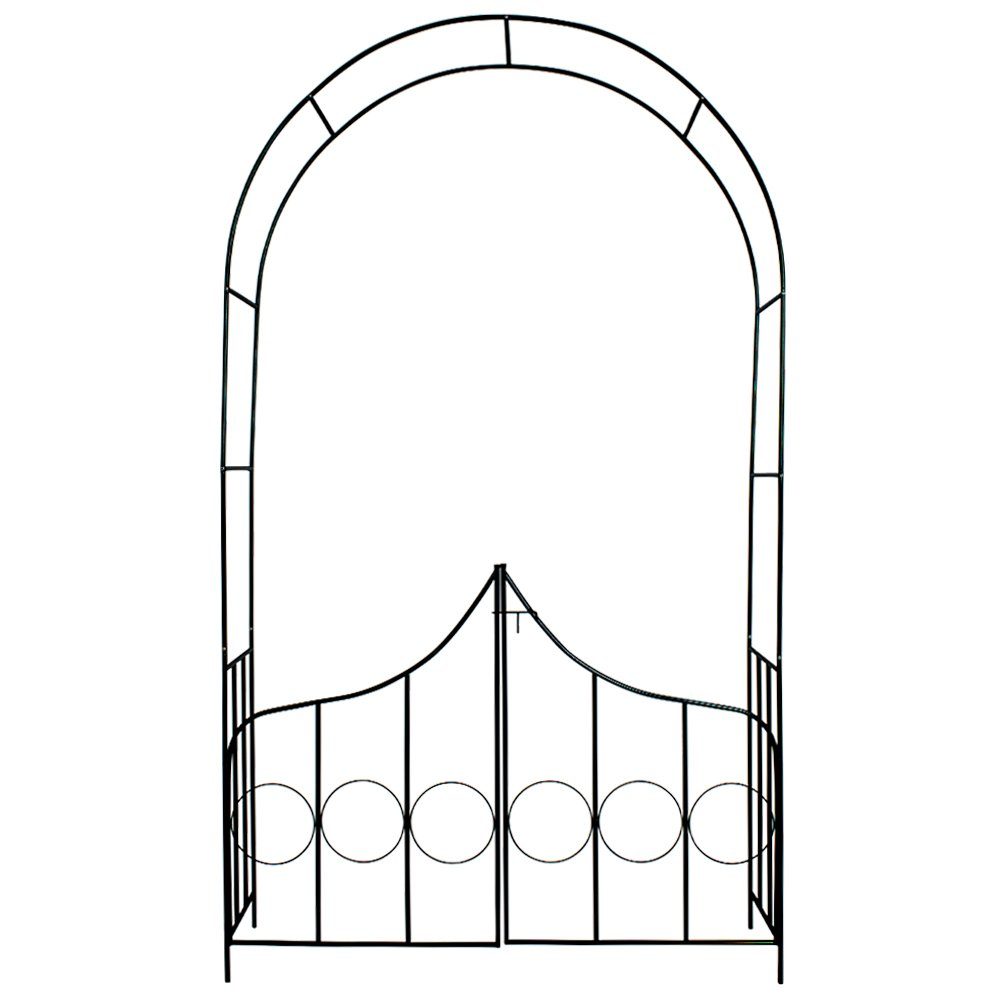 tectake Rosenbogen Rankbogen 140 x 40 x 240 cm aus Stahl, wetterfest, Verriegelungstür Rosenspalier, in grün, für stabilen Halt, stilvolle Verzierungen und eine – Bild 4 von 4