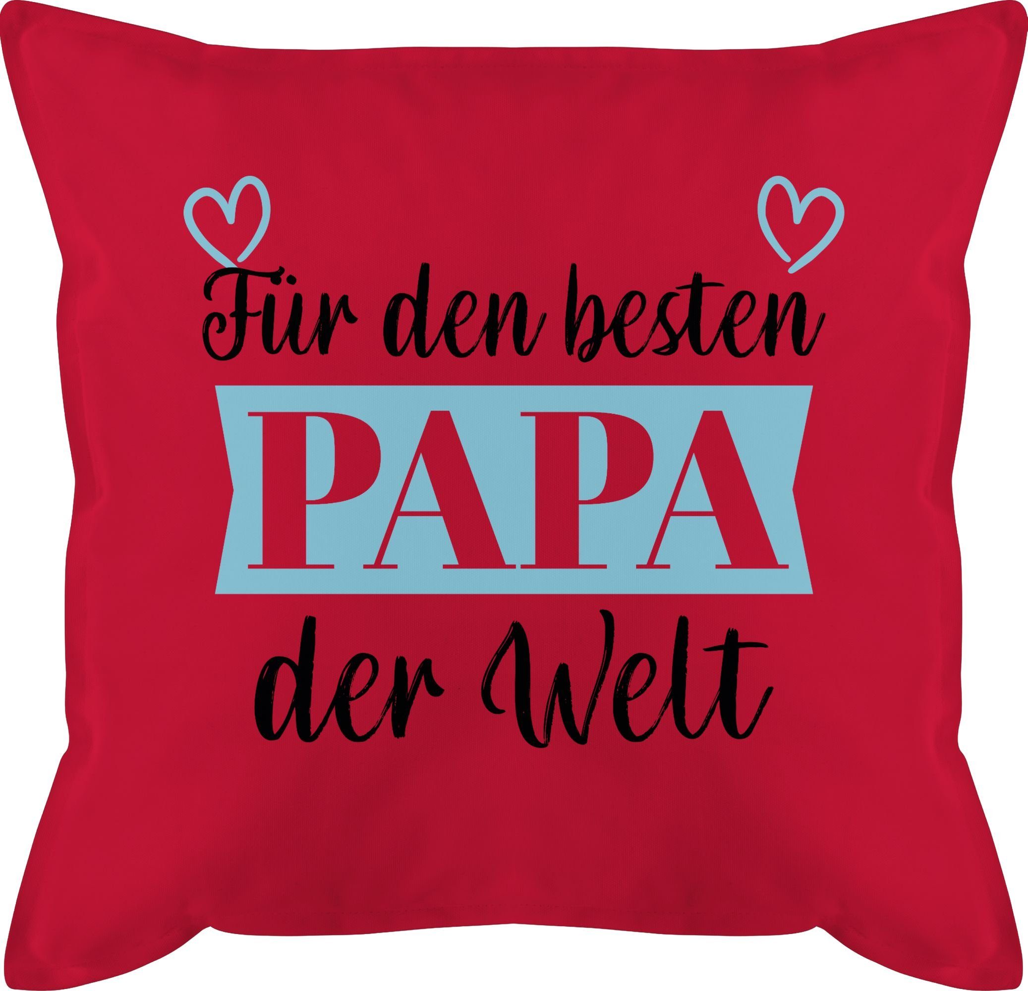 Shirtracer Dekokissen Für den besten Papa der Welt Banner, Vatertagsgeschenk Kissen 3 Rot