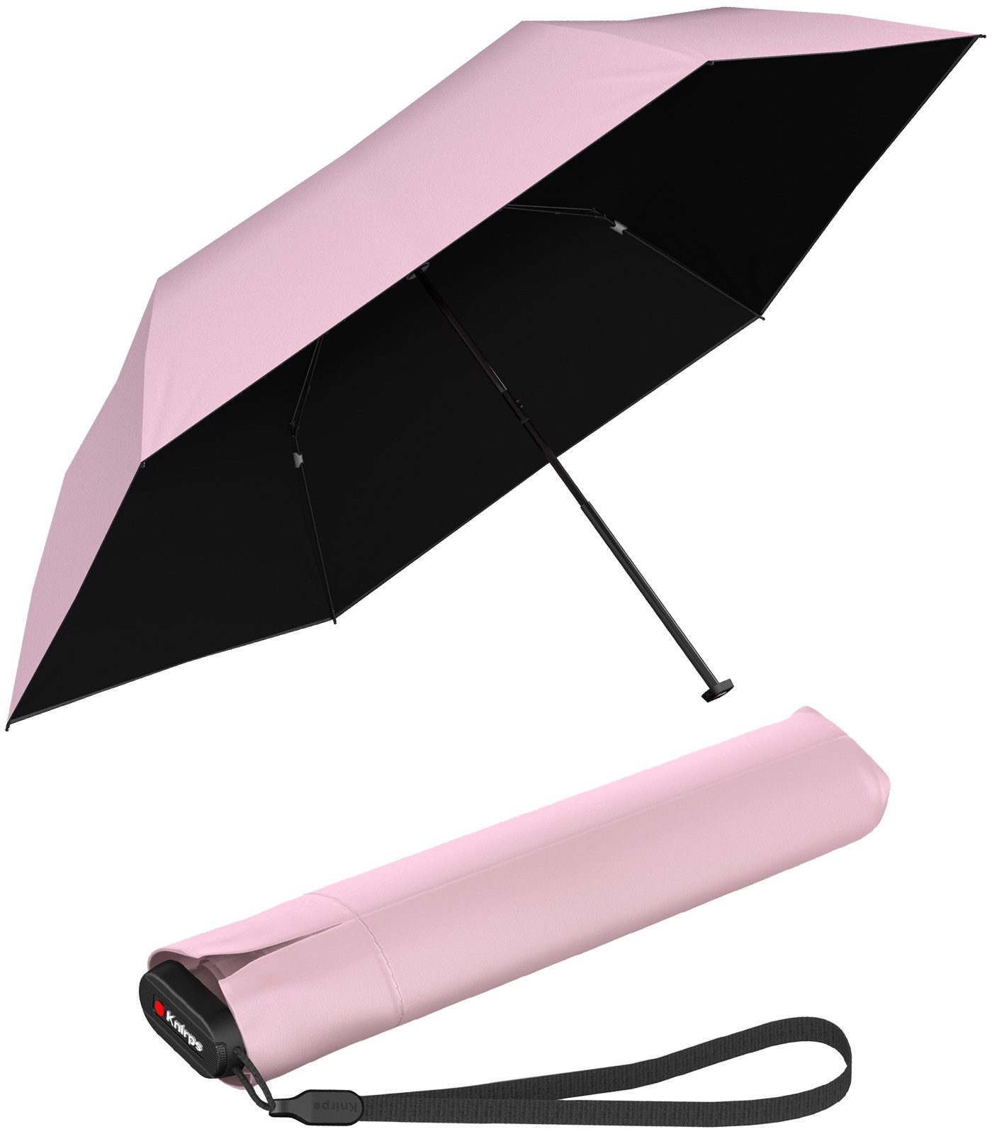 Knirps® Taschenregenschirm US.050 Ultra Light Slim Manual - UV coated, mit UV- und Hitzeschutz, schwarz-rosa