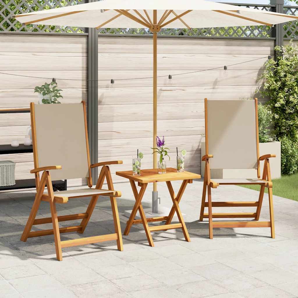 vidaXL Gartenstuhl Gartenstühle 2 Stk. Klappbar Massivholz und Textilene (2 St)