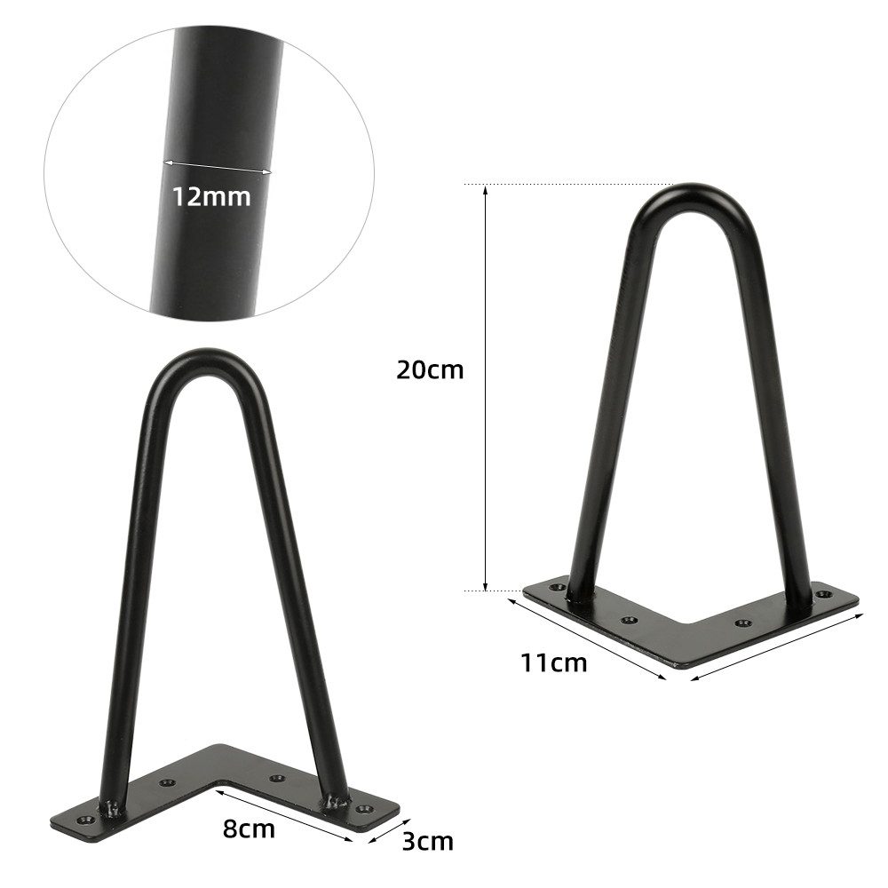JEOBEST Tischbein 4er Set Haarnadel Tischbeine Metall, DIY Möbelfüße, Hairpin Legs, (2 Streben) mit Bodenschoner und Schrauben Verfügbar, Größenwahl – Bild 4 von 5