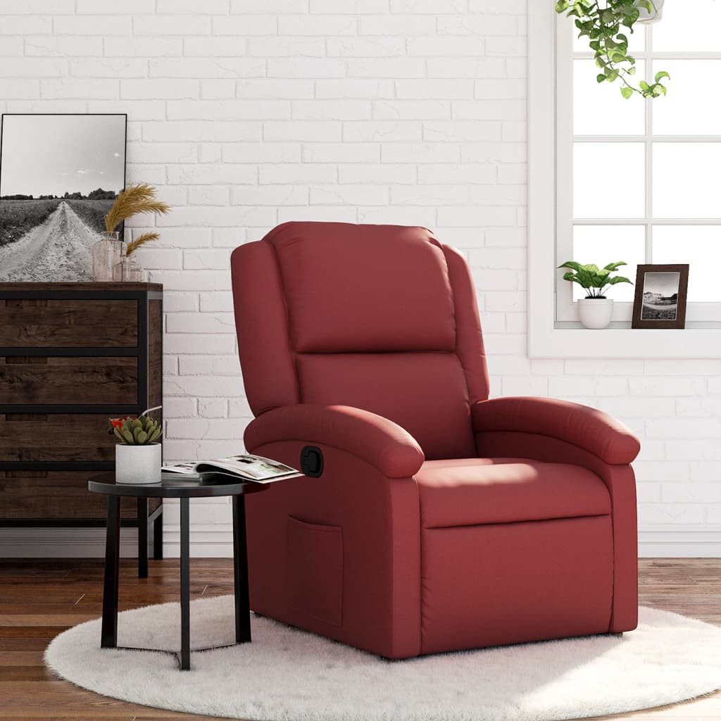 furnicato Relaxsessel Weinrot 71x86,5x99,5 cm mit manueller Liegefunktion