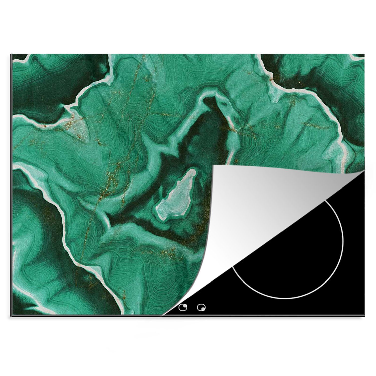 tlg), Arbeitsfläche Marmor cm, 70x52 - Grün, - Ceranfeldabdeckung Aqua nutzbar, (1 Herdblende-/Abdeckplatte Mobile Vinyl, MuchoWow