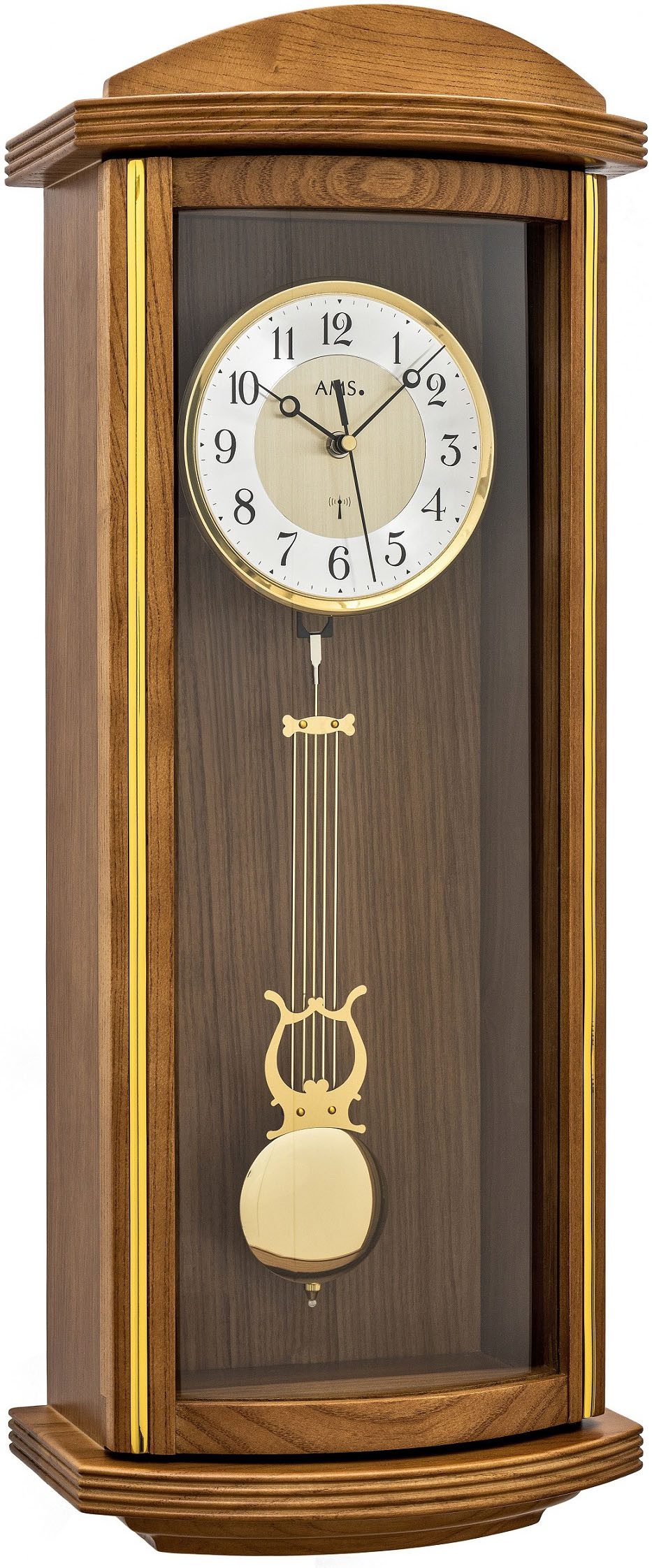 AMS Funk-Pendelwanduhr (Quarzuhr, Wohnzimmer, Esszimmer, Erle, günstig online kaufen