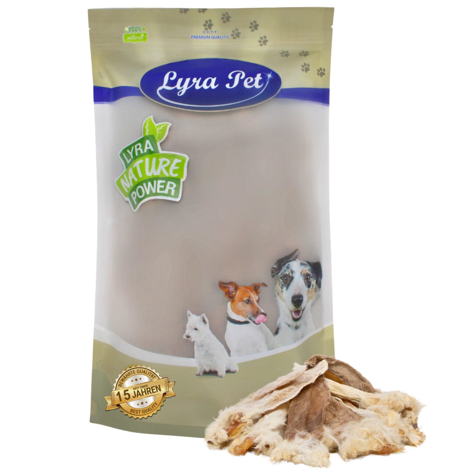 Lyra Pet 1 kg Lyra Pet® Kaninchenohren mit Fell Kaninchen, Ergänzungsfutter für: Hund