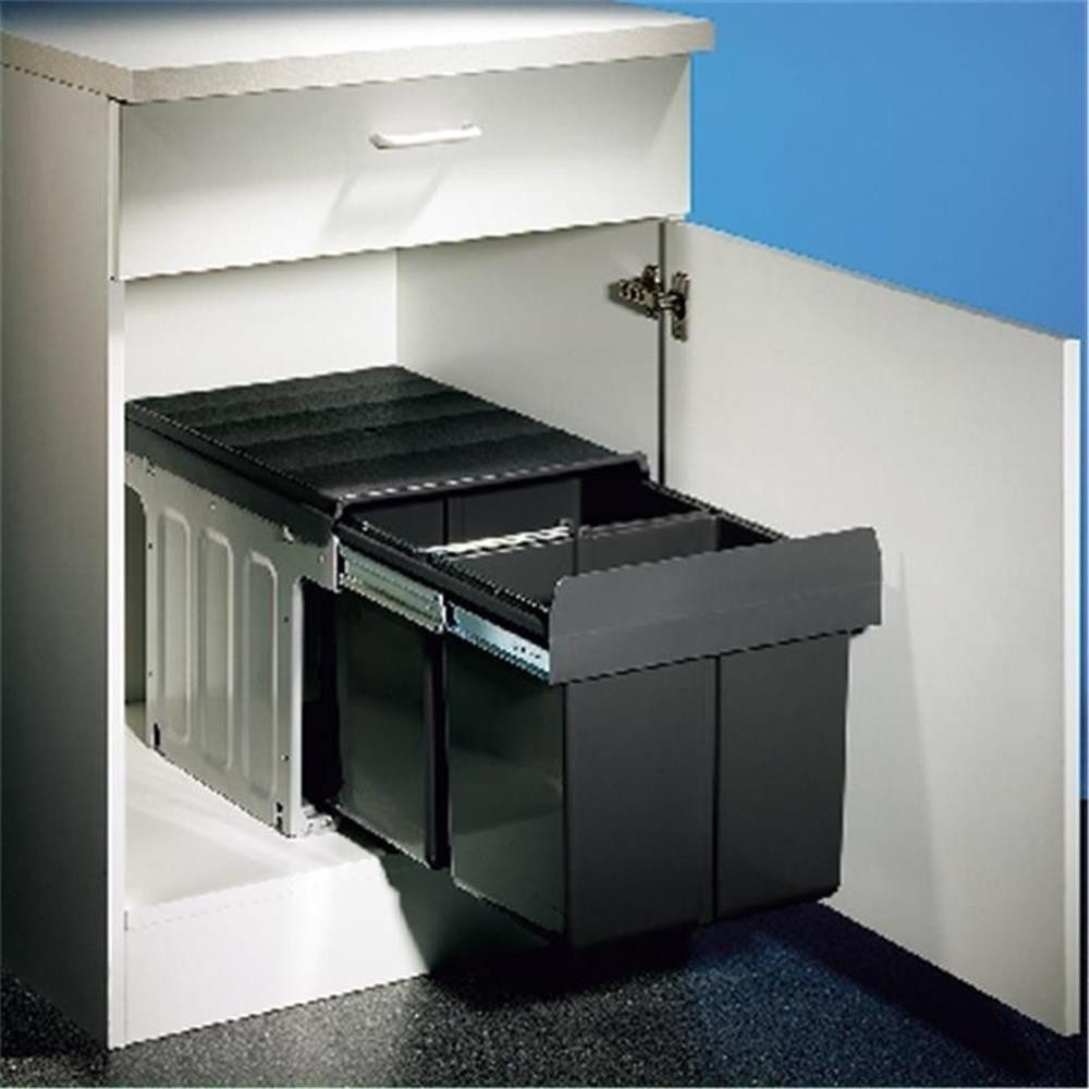 WESCO Einbaumülleimer Double Master 2 DS, Abfallsammler für Eckschränke, anthrazit