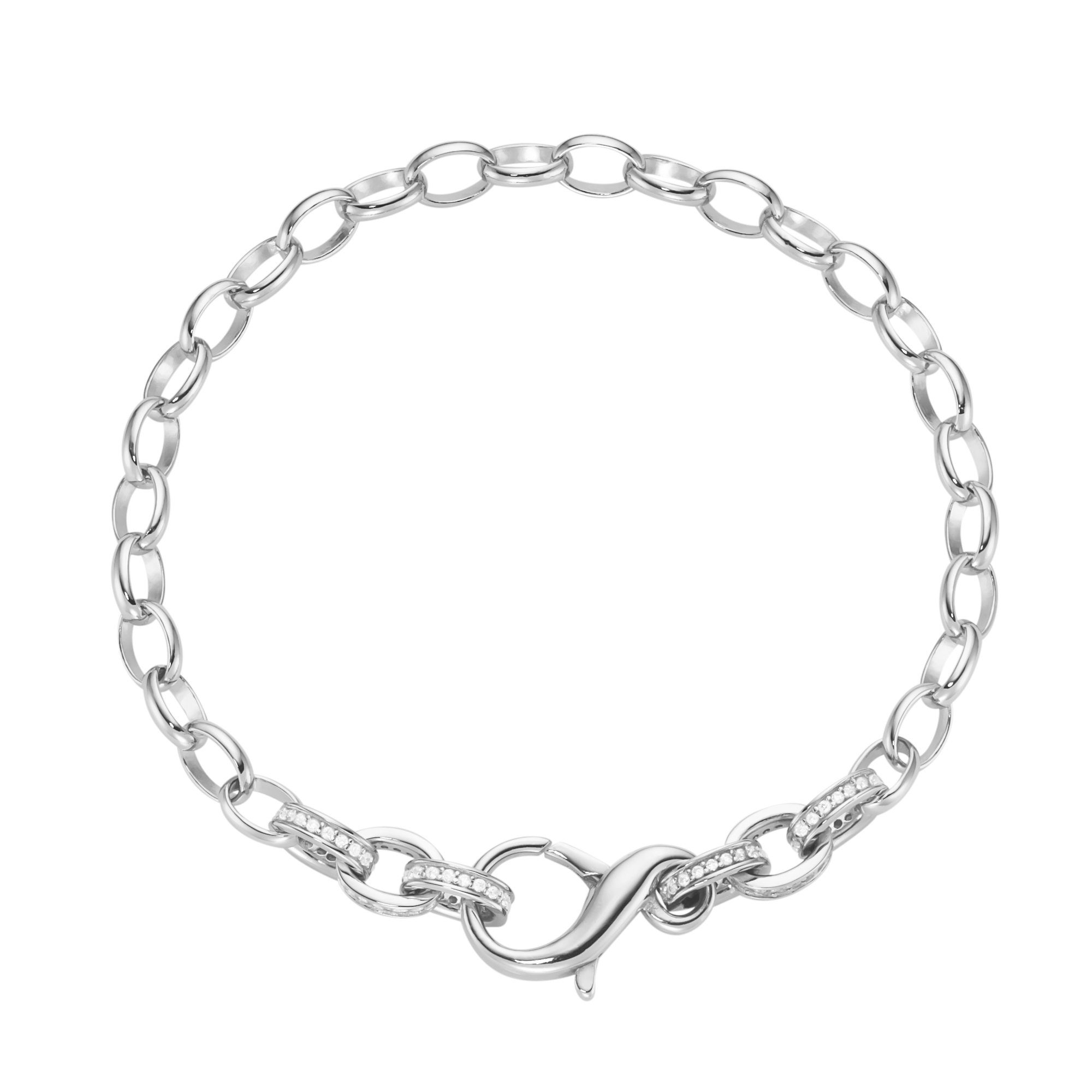 Armband Ankerkette mit Zirkonia, Silber 925