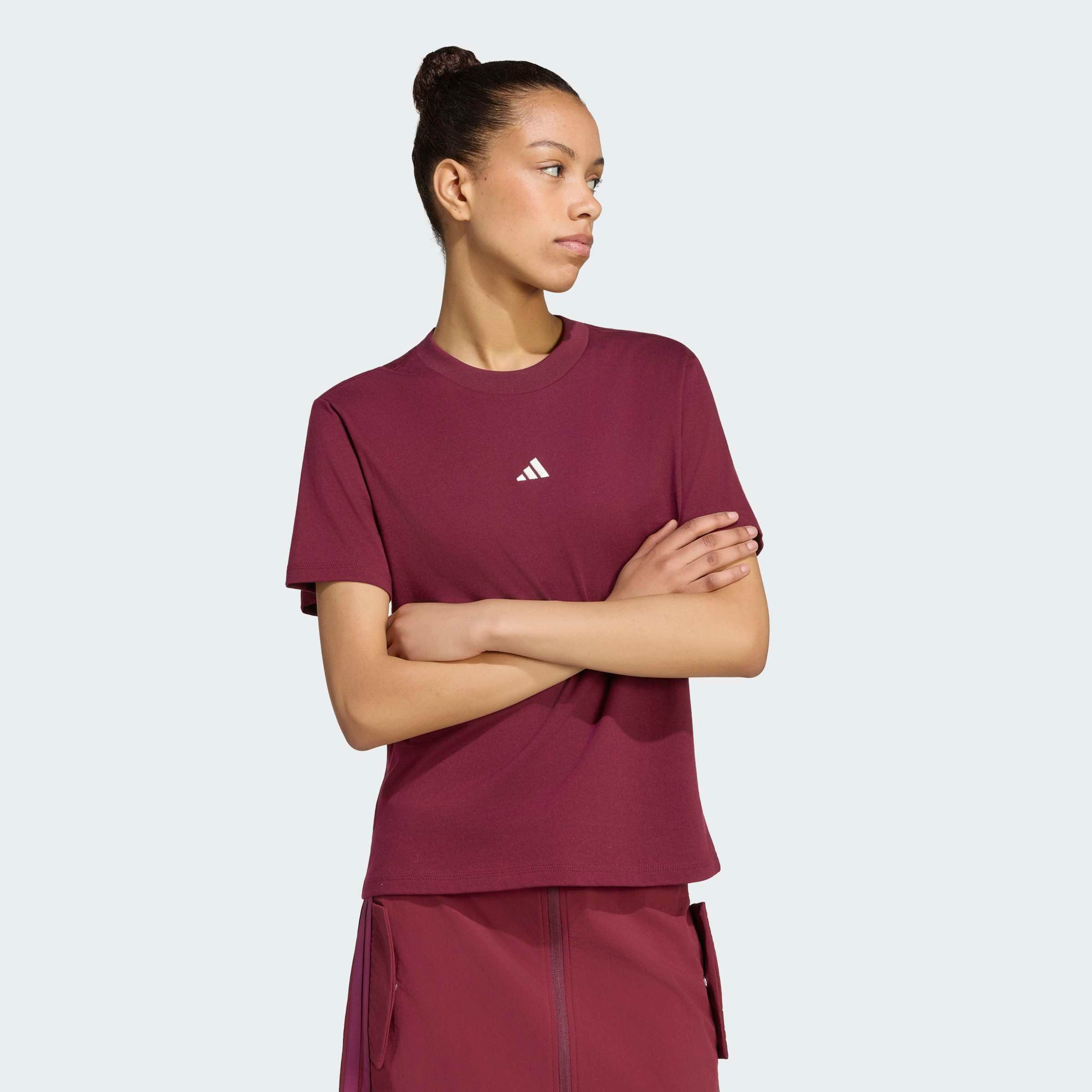 adidas Sportswear T-Shirt ESSENTIALS SMALL LOGO COTTON Basic Design, Rundhalsausschnitt, mit kleinem 3-Streifen Logo