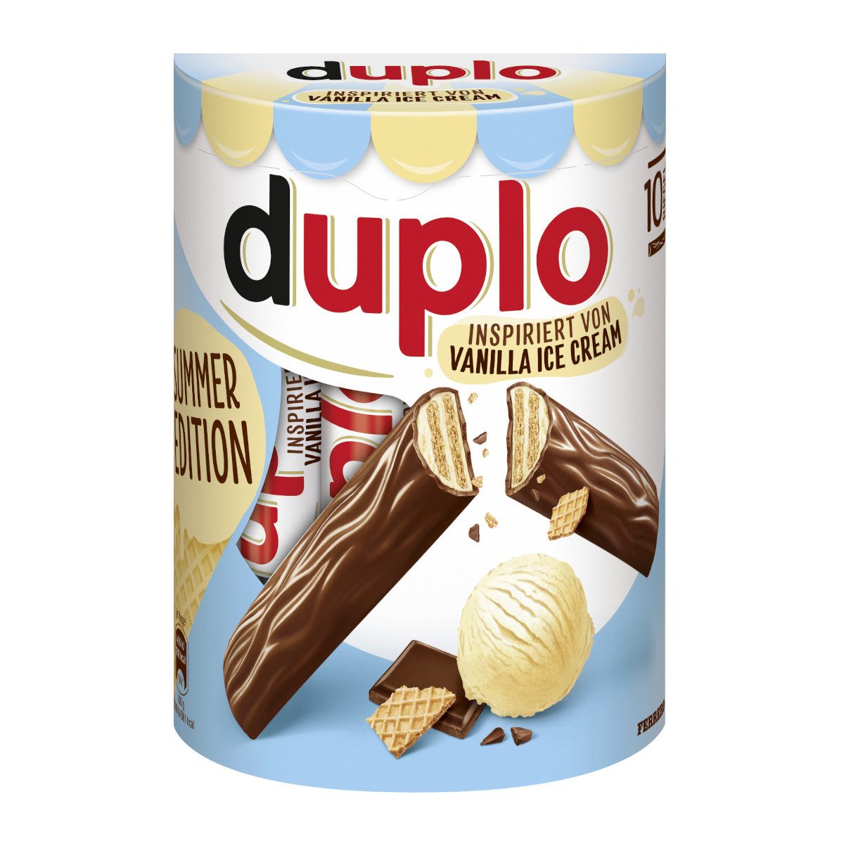 FERRERO Schokolade, Ferrero duplo Vanilla Ice Cream Summer Edition 2026 10er Packung 182g