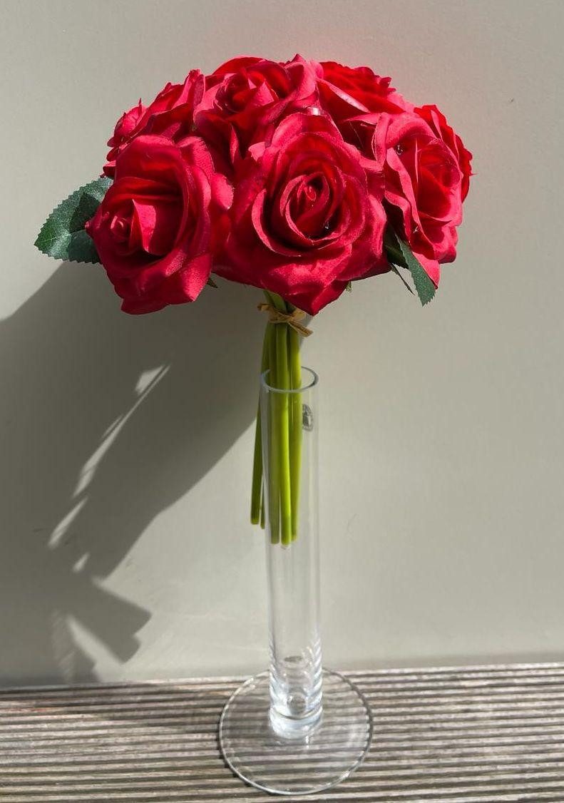Kunstblumenstrauß Kunststrauß Rosen Gautam, rot, 25cm Rose, artplants, Höhe 25.0 cm
