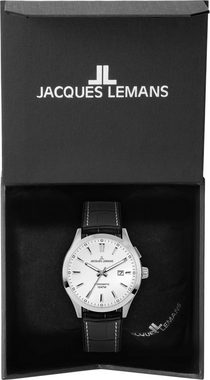 Jacques Lemans Kineticuhr Hybromatic, 1-2130B, Armbanduhr, Herrenuhr, Datum, Leuchtzeiger, gehärtetes Crystexglas