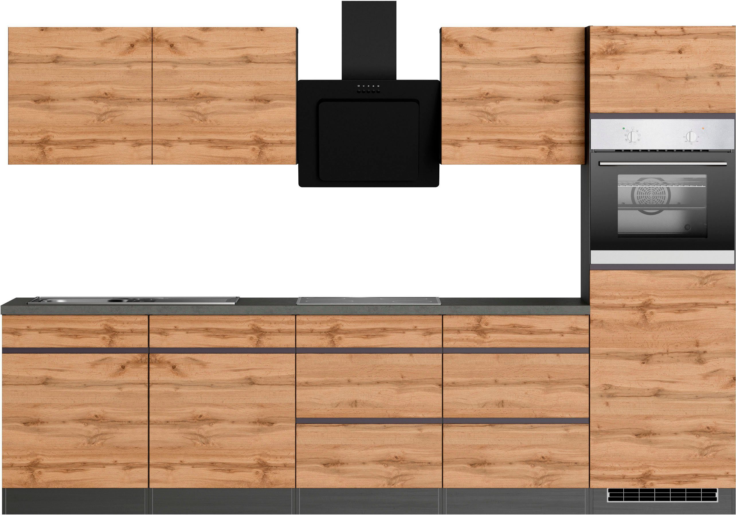 KOCHSTATION Küchenzeile KS-Riesa, Stellbreite 300 cm, ohne E-Geräte