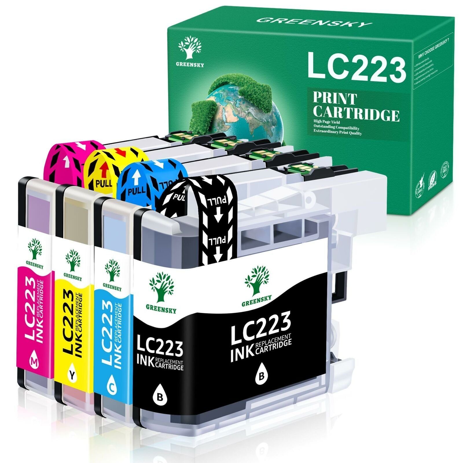 Greensky 4er/12er ersetzt Brother LC223 LC223XL Tintenpatrone (DCP-J4120DW DCP-J562DW für MFC-J5320DW MFC-J4420DW MFC-J480DW DCP J4120DW MFC J4625DW MFC J4620DW MFC J4420DW, MFC-J880DW MFC-J4620DW MFC-J5620DW MFC-J5625DW LC223 XL LC-223)
