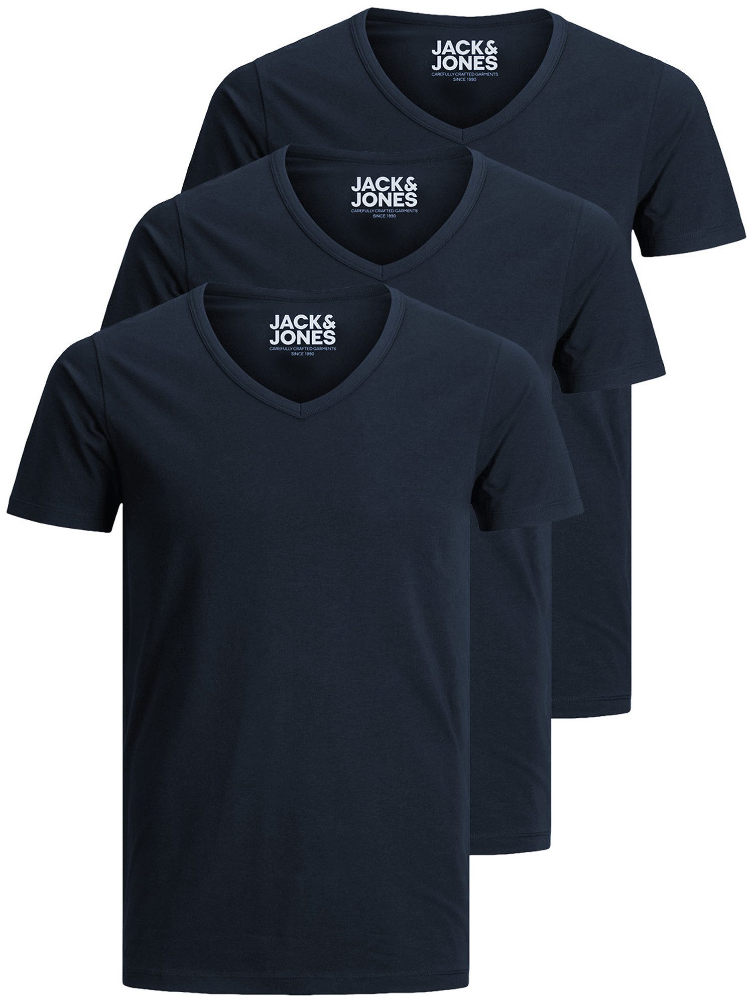 Jack & Jones T-Shirt Basic V-Neck (3-tlg., 3er Pack) etwas länger geschnitten, nicht zu kurz