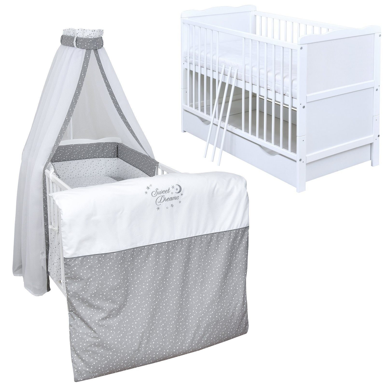 Baby-Delux Komplettbett Babybett Jack Schublade Komplettset, günstig online kaufen