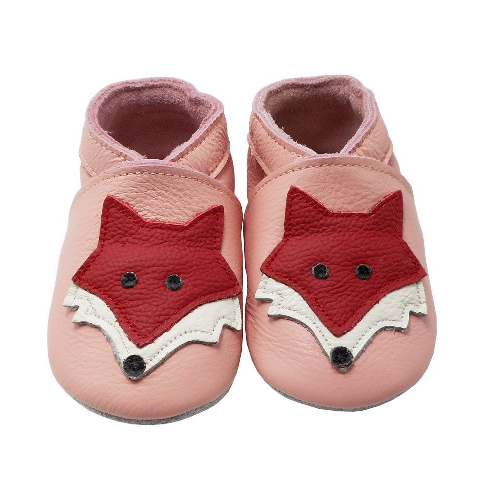 Yihakids Baby Krabbelschuhe Lauflernschuhe Hausschuhe Lederschuhe Fuchs Rosa Barfußschuh Rutschfest atmungsaktiv