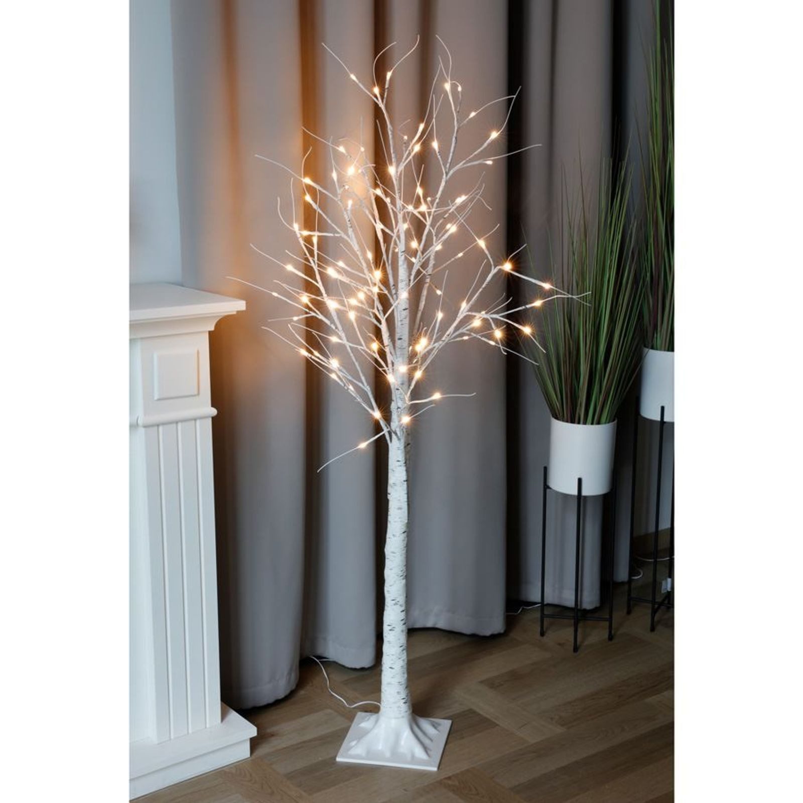 BURI LED Baum LED Lichterbaum Birkenstamm 150cm Dekobaum Gartendeko Weihnachtsdeko