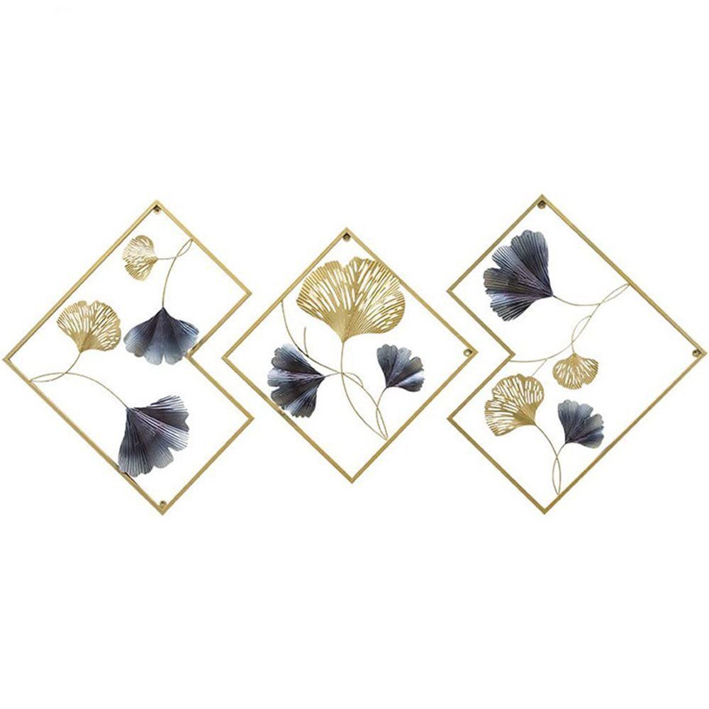 NUODWELL Wanddekoobjekt 3 Stück Eisen Ginkgo Wandskulpturen Metall Wandbeha günstig online kaufen