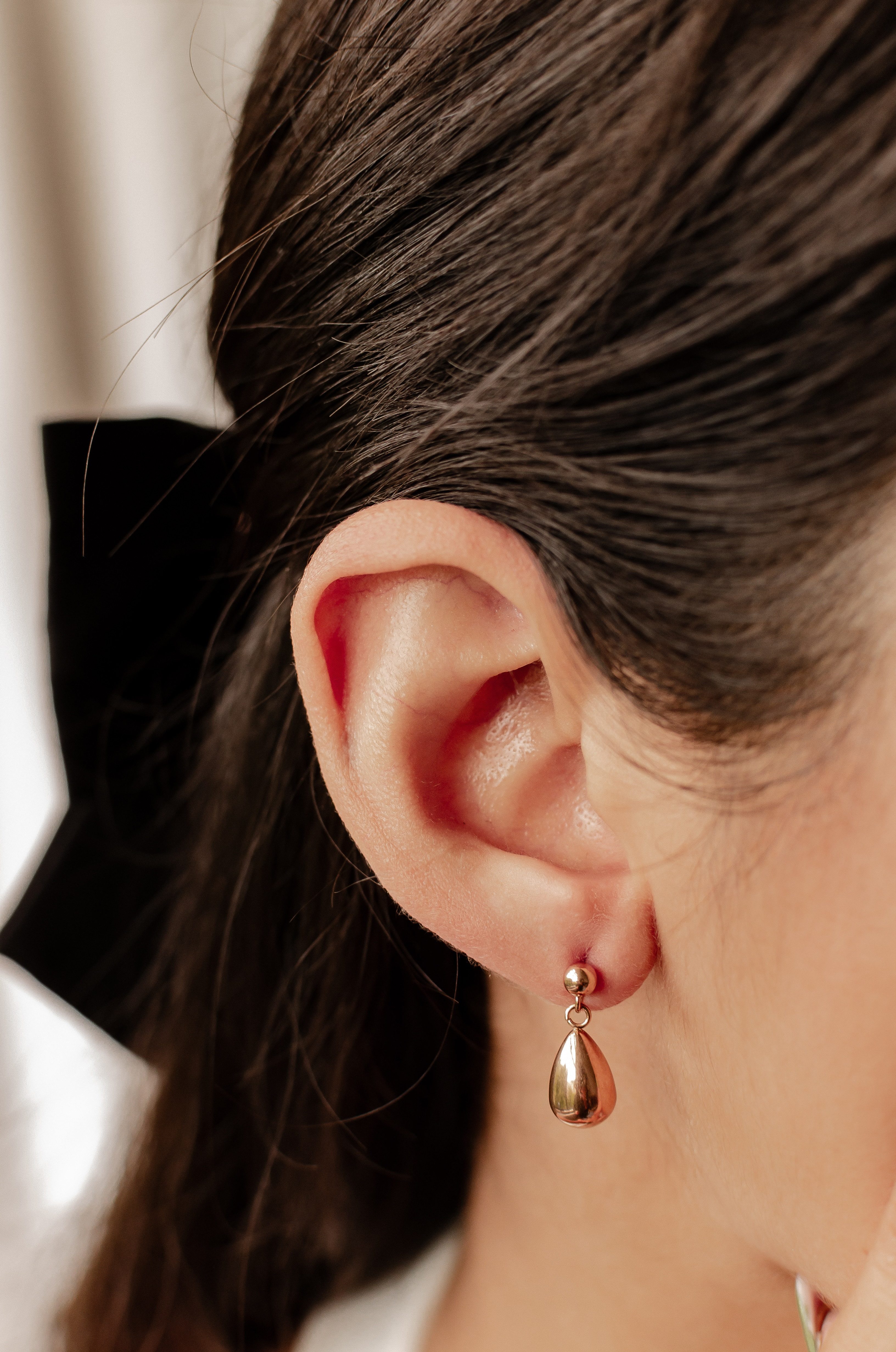 Hey Happiness Paar Ohrstecker Kugel und Tropfen hängend, Ohrhänger 18K Roségold Vergoldet, Tropfen Ohrringe Damen Edelstahl klein, wasserfest – Bild 3 von 5