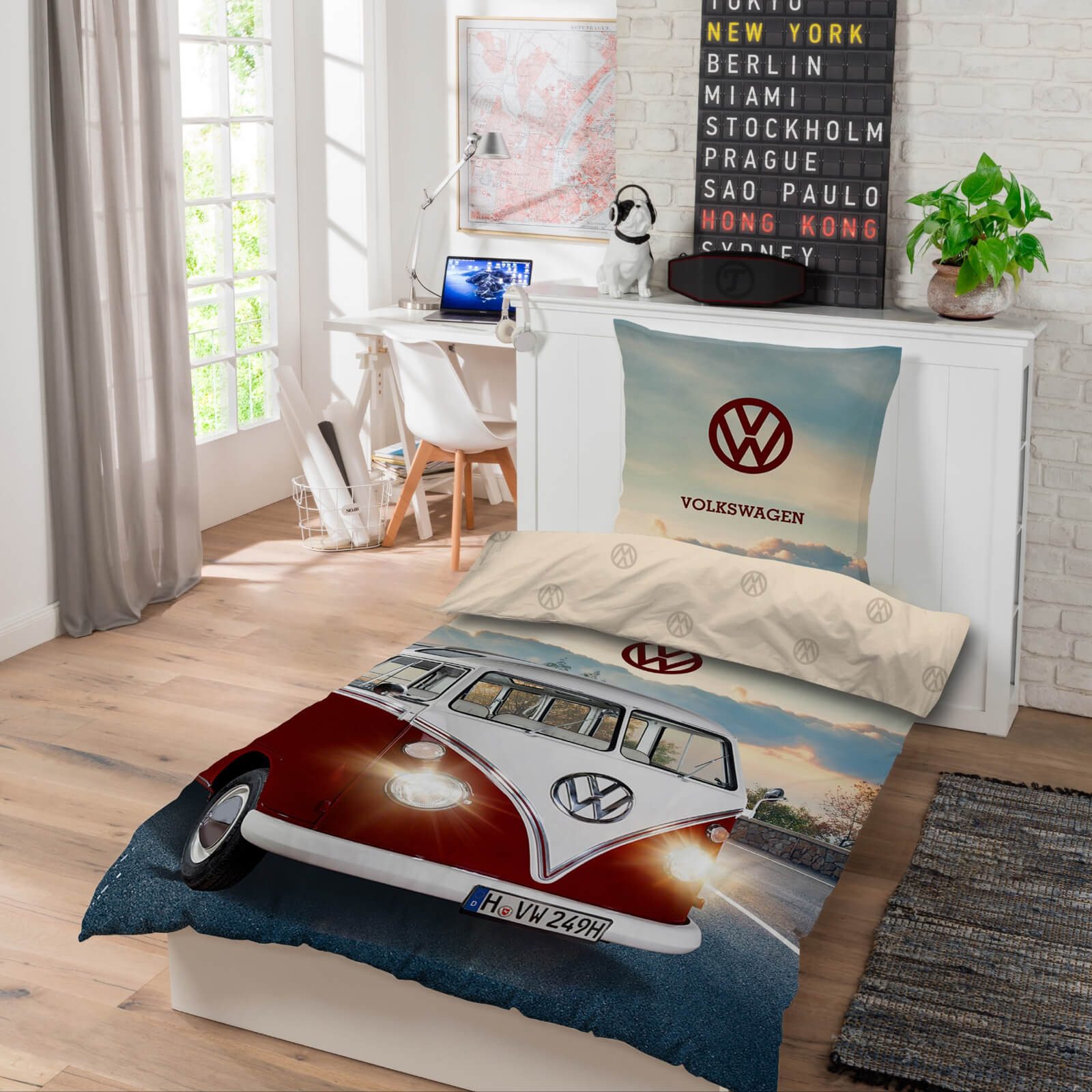 SkyBrands Bettwäsche VW Bulli T1 On Tour, Renforcé, 2 teilig, Camper, Van-Life, Sommer – Bild 5 von 5