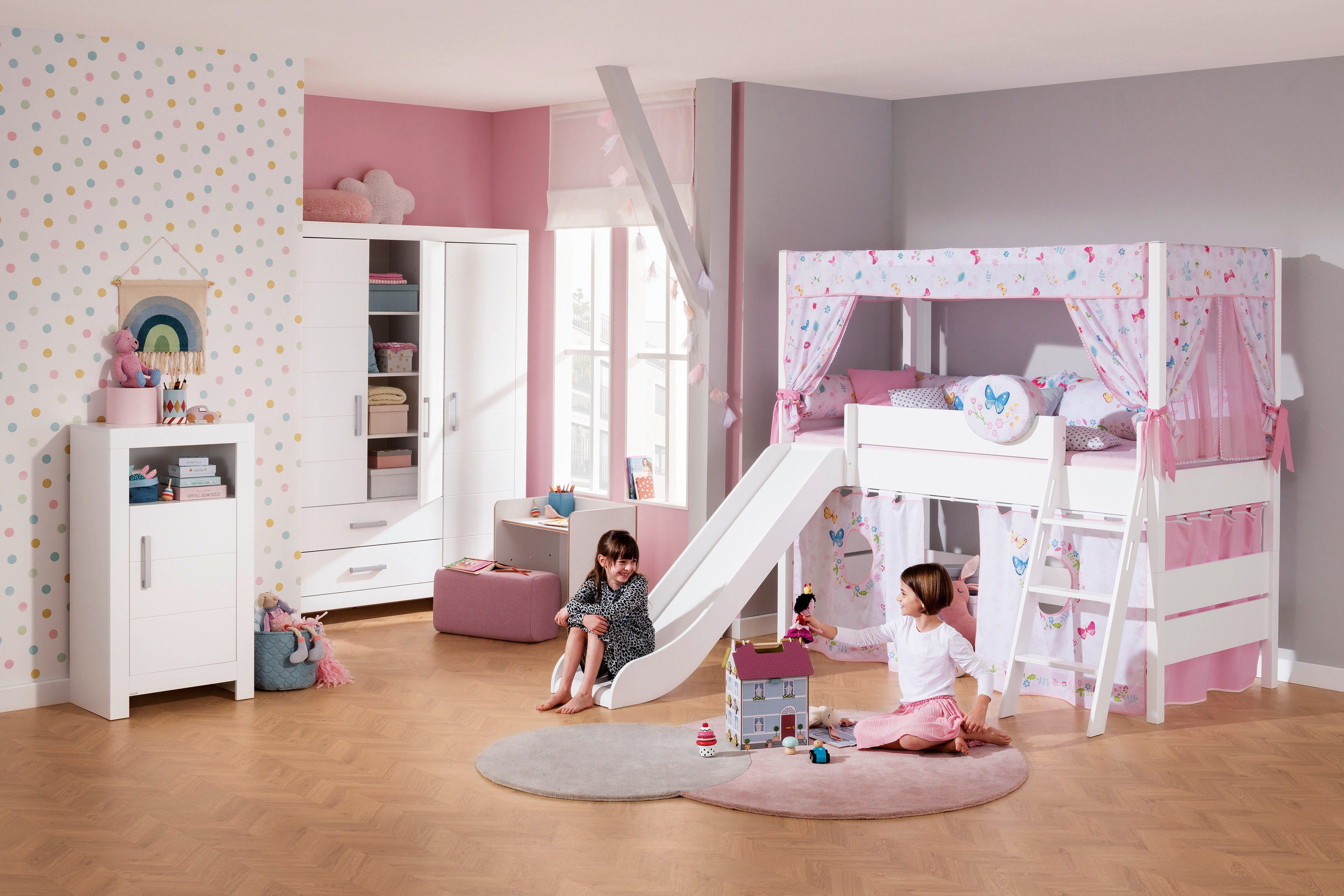 PAIDI Spielbett TIAGO in verschiedenen Größen und Farben, mit Leiter und Rutsche (Höhe 120 cm, 120kg Tragkraft, 5 Jahre Garantie), Rausfallschutz, geprüfte Sicherheit, umbaubares Bett mit Massivholz