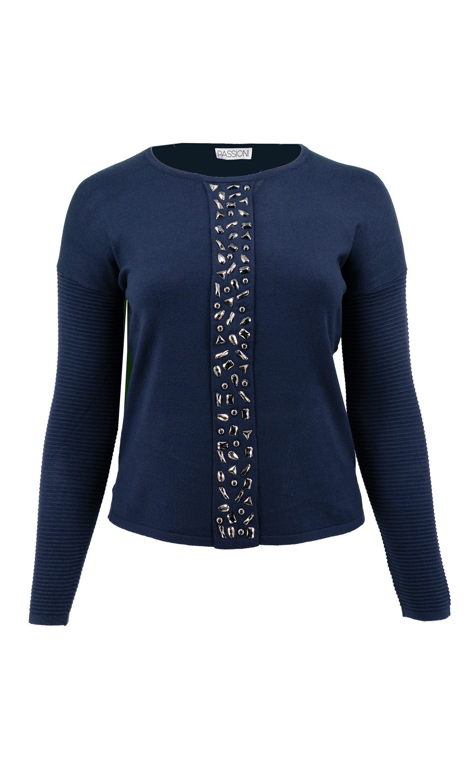 Passioni Strickpullover mit Strassdetails