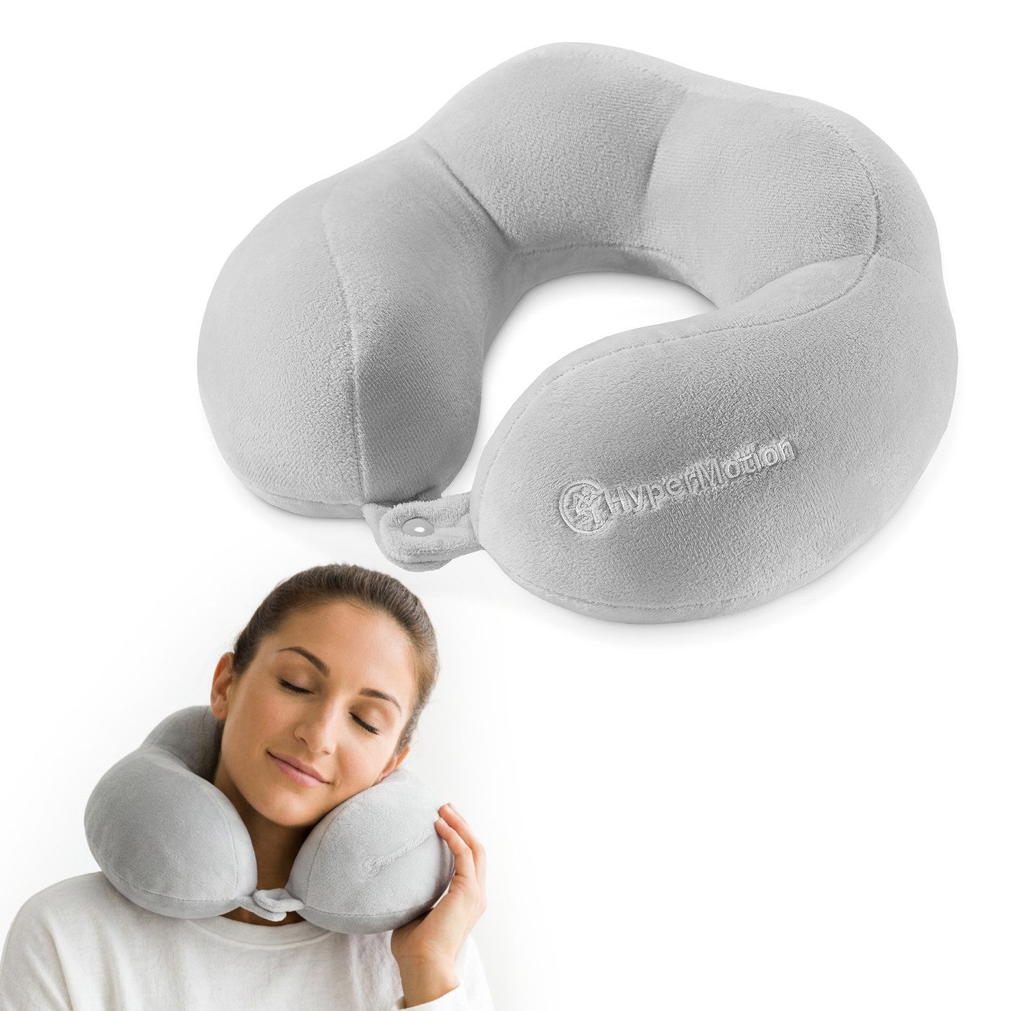 HyperMotion Reisekissen HyperMotion Nackenkissen für Reisen mit Verschluss, Grau