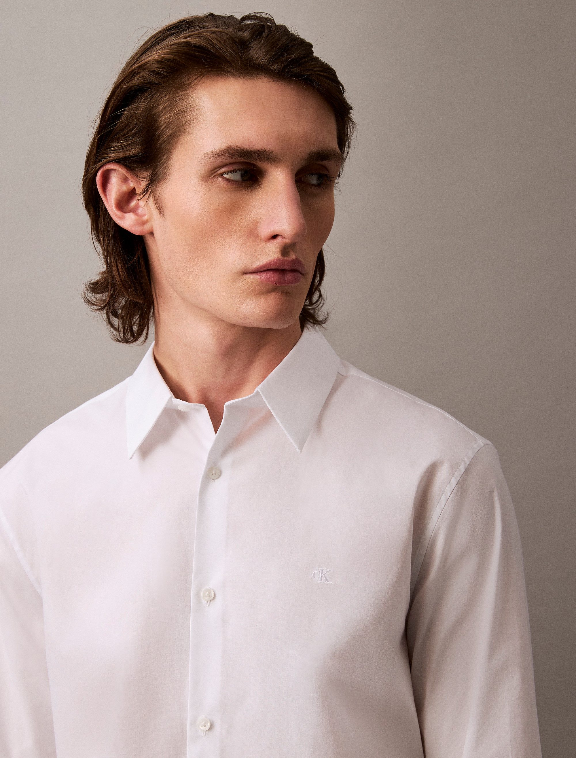 Calvin Klein Langarmhemd slim fit, in Unifarbe