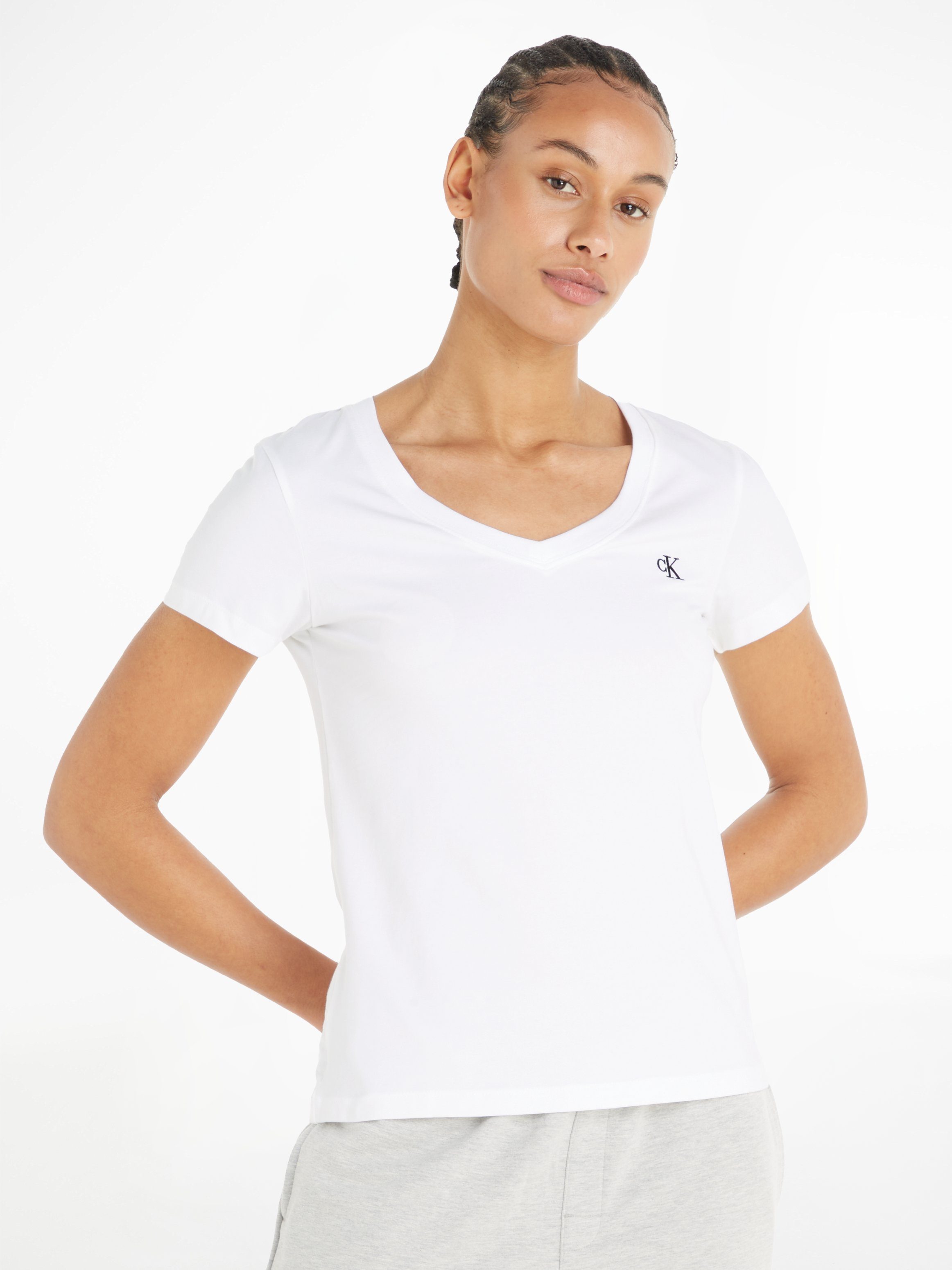 Calvin Klein Jeans V-Shirt CK EMBROIDERY STRETCH V-NECK