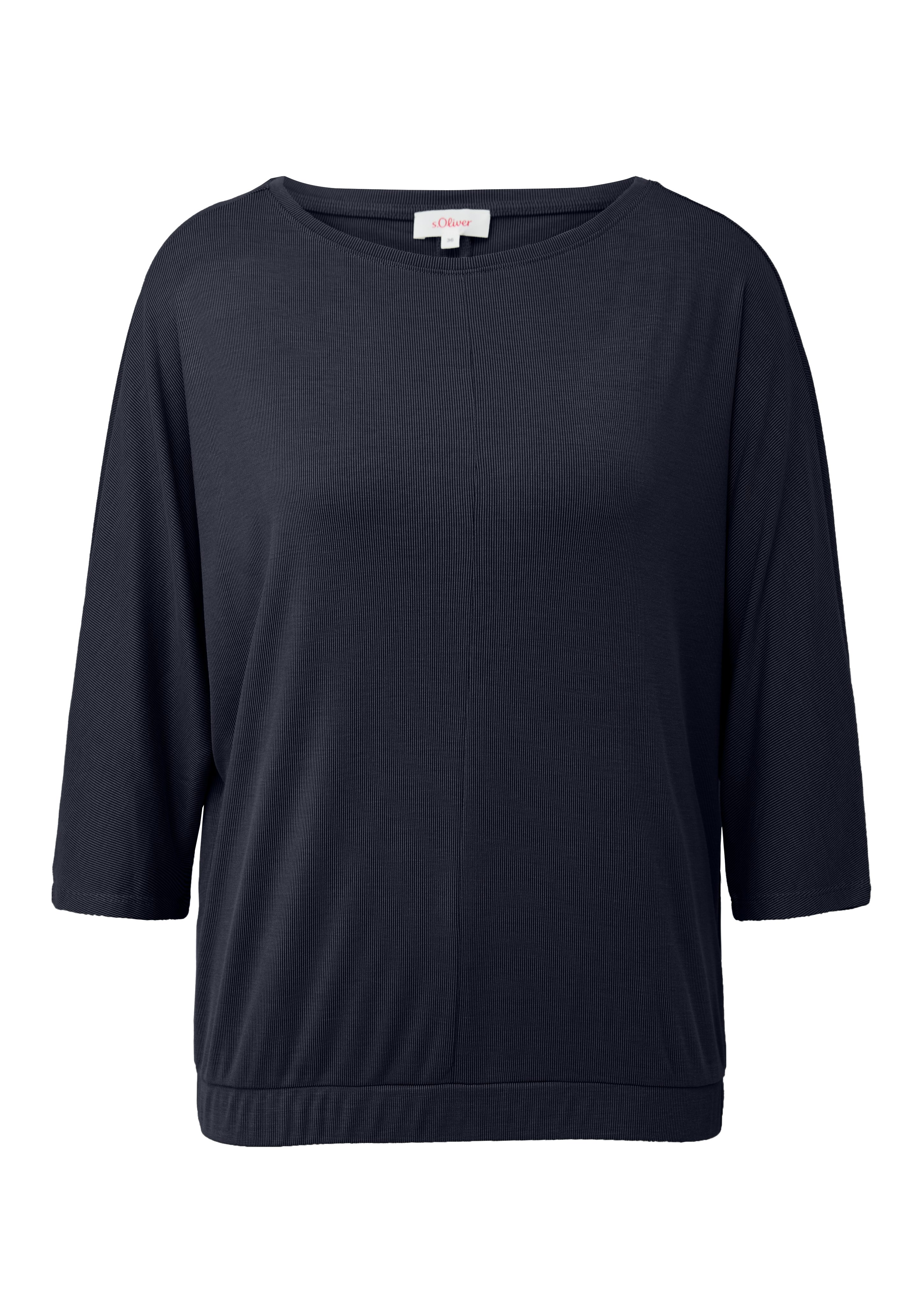 in s.Oliver Longsleeve gerippter Optik navy