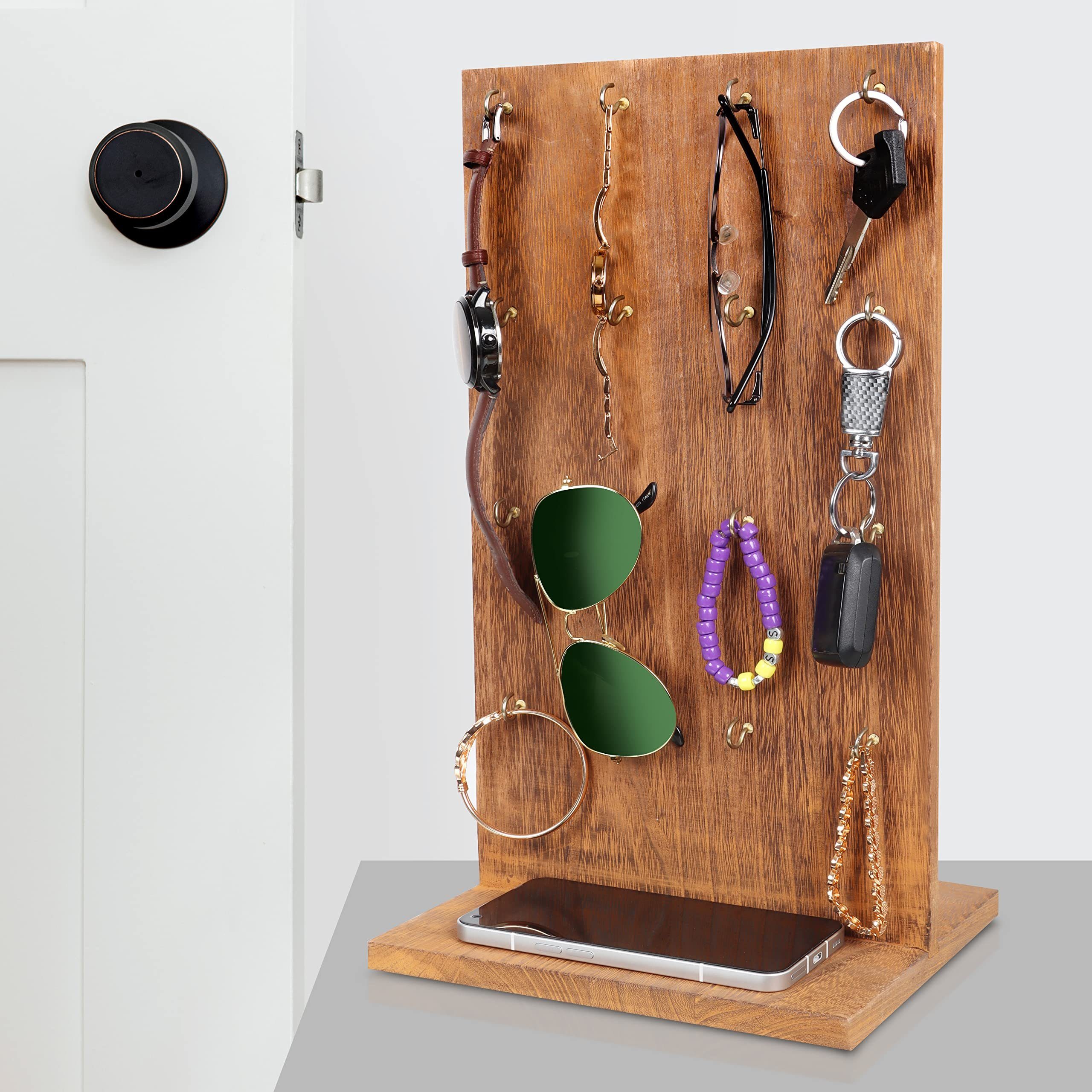 Belle Vous Schmuckständer Jewelry - - Haken - Organizer 16 Stand Wooden Schmuckständer Hooks 16 Aufbewahrung, Holz 