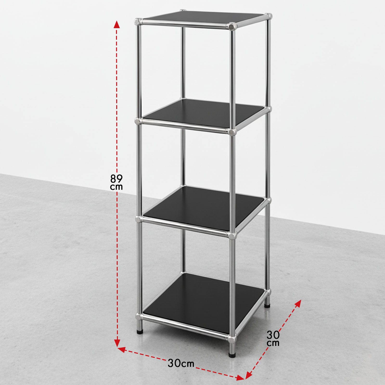 Floordirekt Standregal Concept Epure MK-005 Metallregal, B30 × T30 × H89 cm, diverse Farben, modular, Design Regal mit offenen Ablagen, verchromtes Metallgestel – Bild 3 von 5