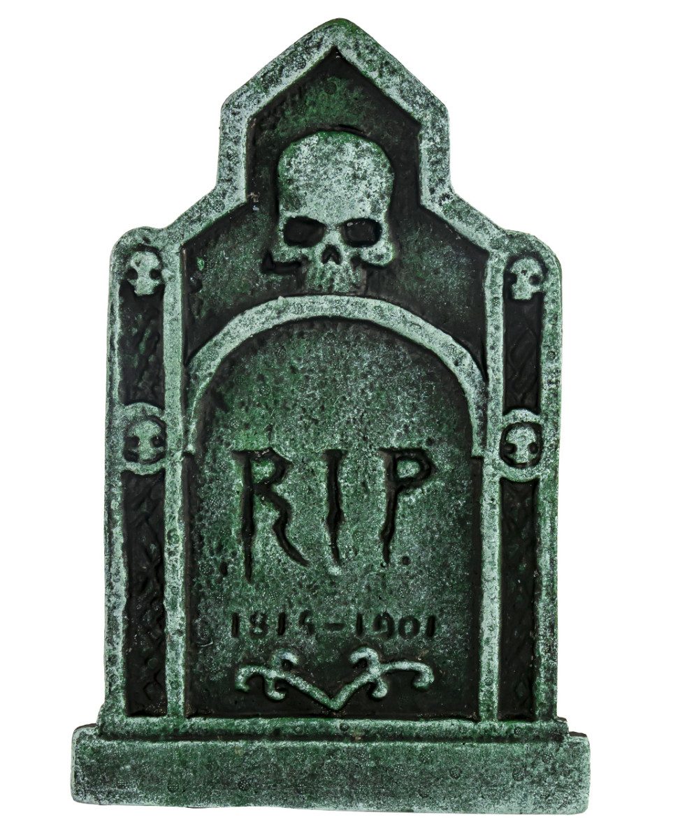 Dekoobjekt Verwitterter Halloween Grabstein 1816-1901 mit Tot