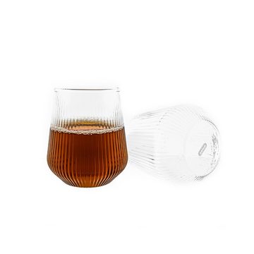 Mulex Glas Wassergläser Gläser Trinkgläser Set geriffeltt 430ml