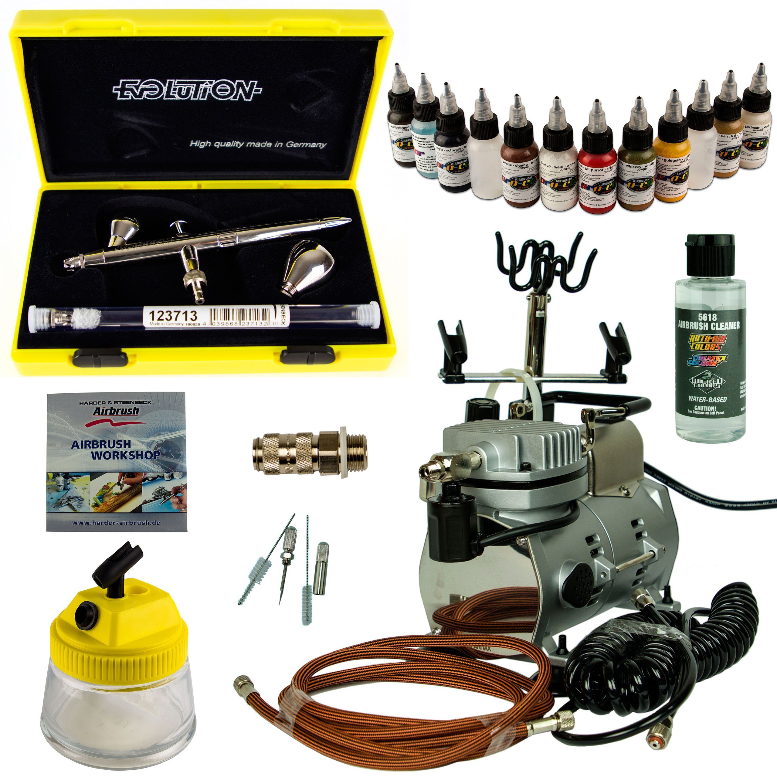 AirbrushCity Druckluftwerkzeug »Airbrush Set Modellbau Evolution Silverline Two in One