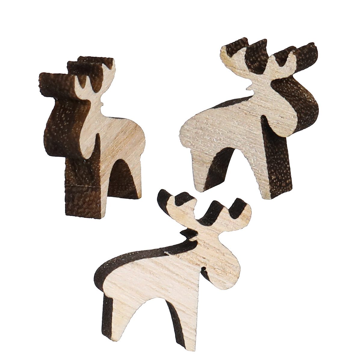 Florists Products Weihnachtsmann Streudeko Holz Elch Weihnachtsdeko Natur Braun 108 Stk 2x2,5cm, 108 S