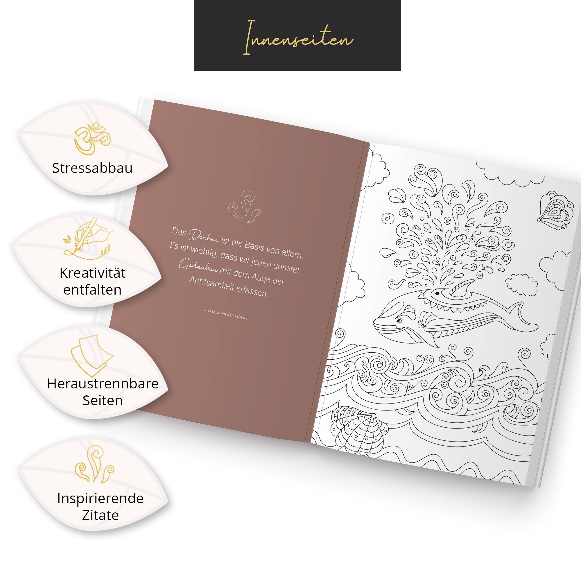 LEAF & GOLD Malvorlage Malbuch für Erwachsene zum Entspannen