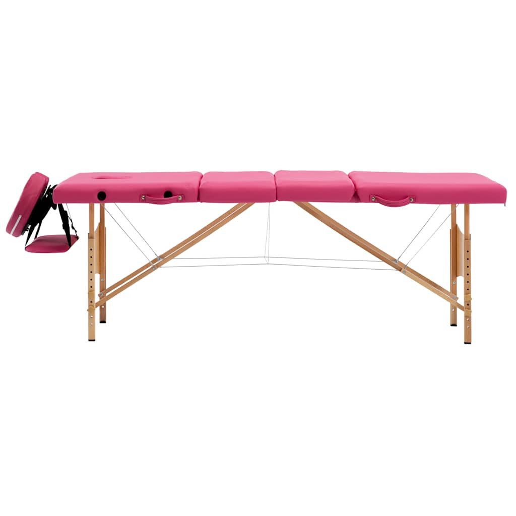 vidaXL Massageliege Massageliege Klappbar 4-Zonen mit Holzgestell Rosa