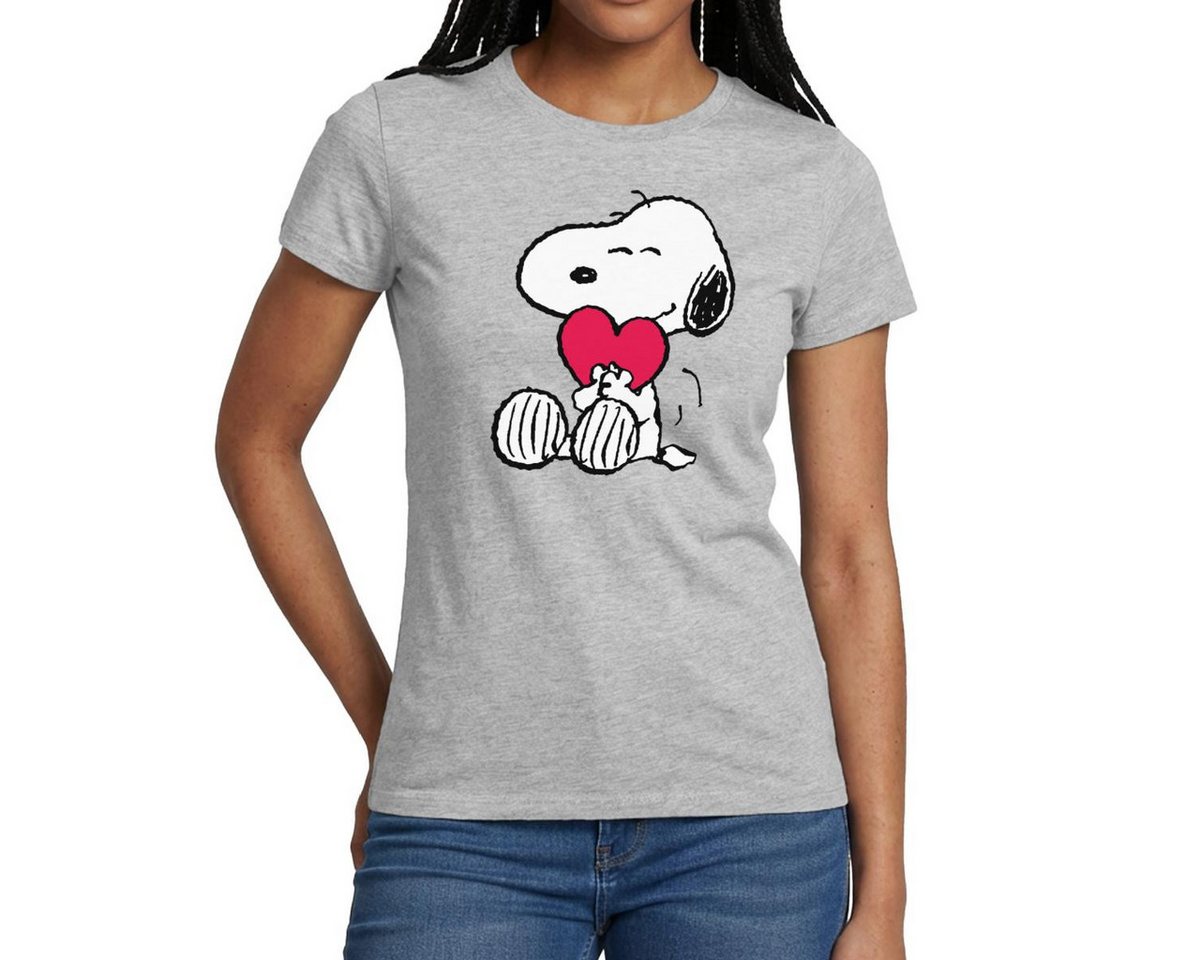 Spreadshirt T-Shirt Peanuts Snoopy Herz Love Geschenk Frauen T-Shirt (1-tlg) Slim Fit, fällt klein aus