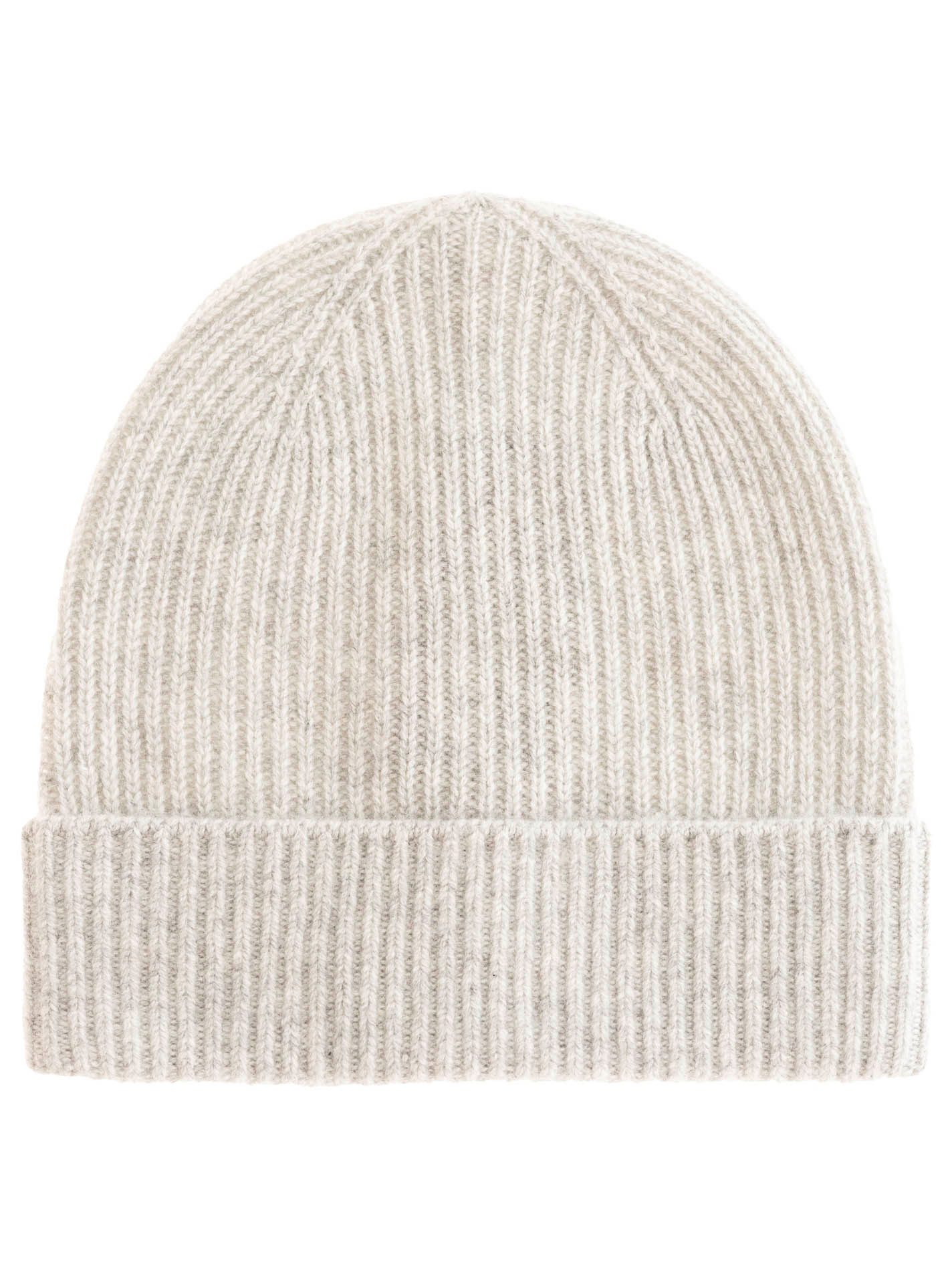 Zwillingsherz Beanie Feinripp, breiter Umschlag, Wolle