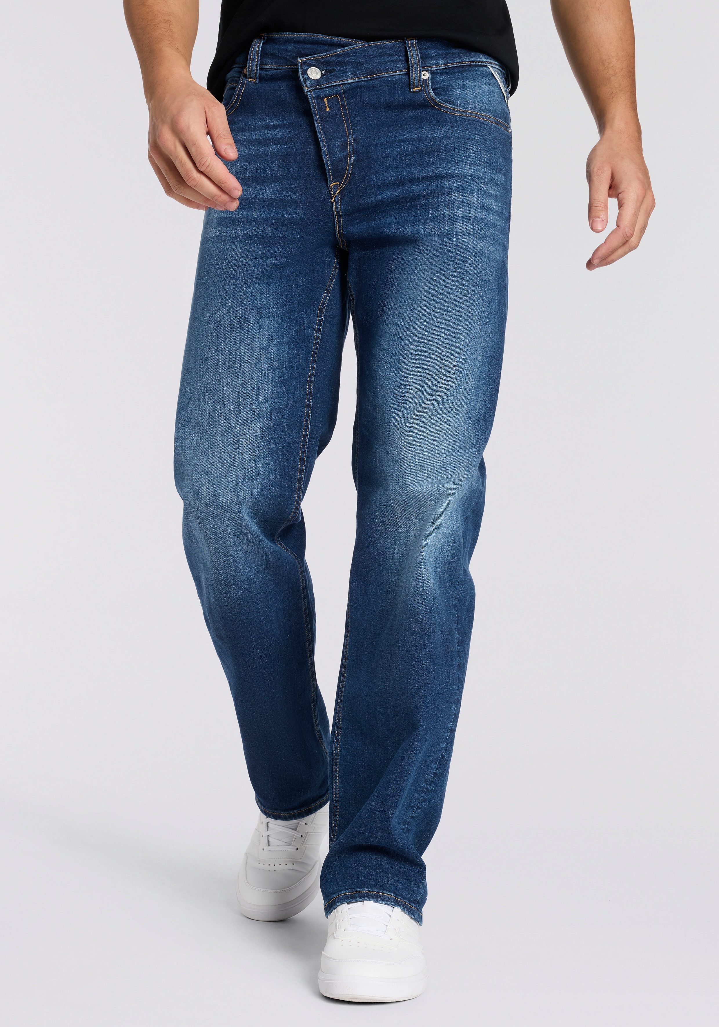 Replay Weite Jeans ZELMAA mit asymmetrischem Verschluss