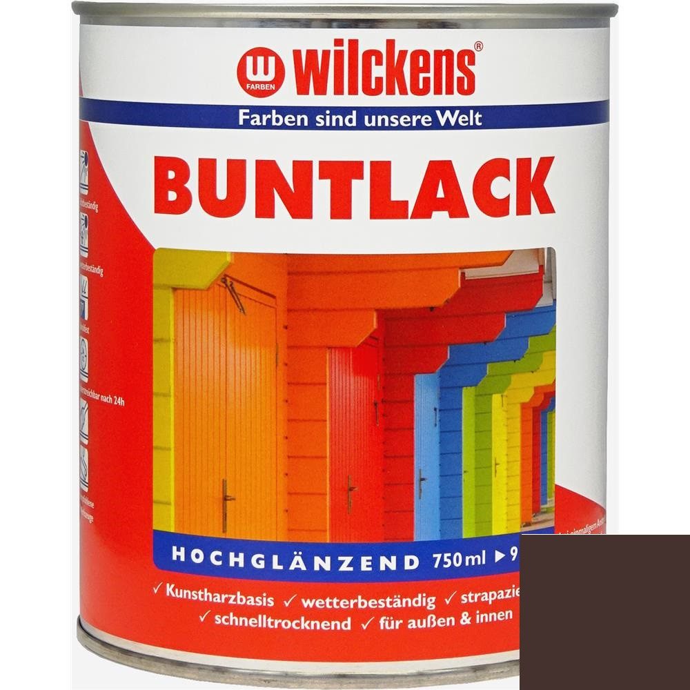 Wilckens Farben Kunstharzlack Buntlack Lack, hochglänzend, Schokoladenbraun RAL 8017, 750 ml