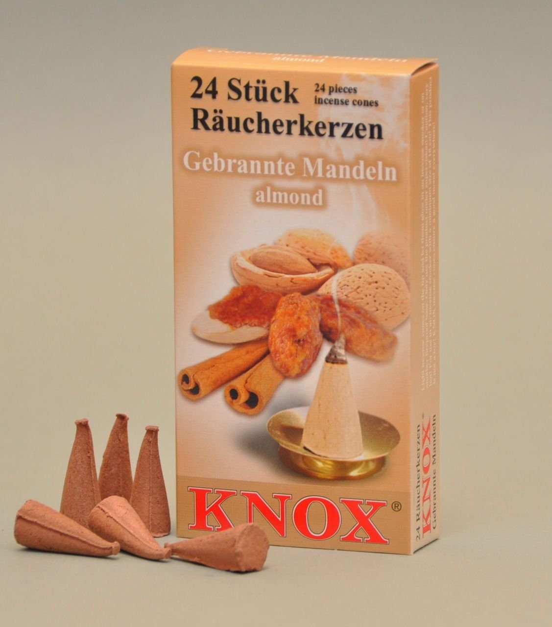24 Stück Mandeln Räucherhaus Gebrannte KNOX - Räucherkerzen Knox